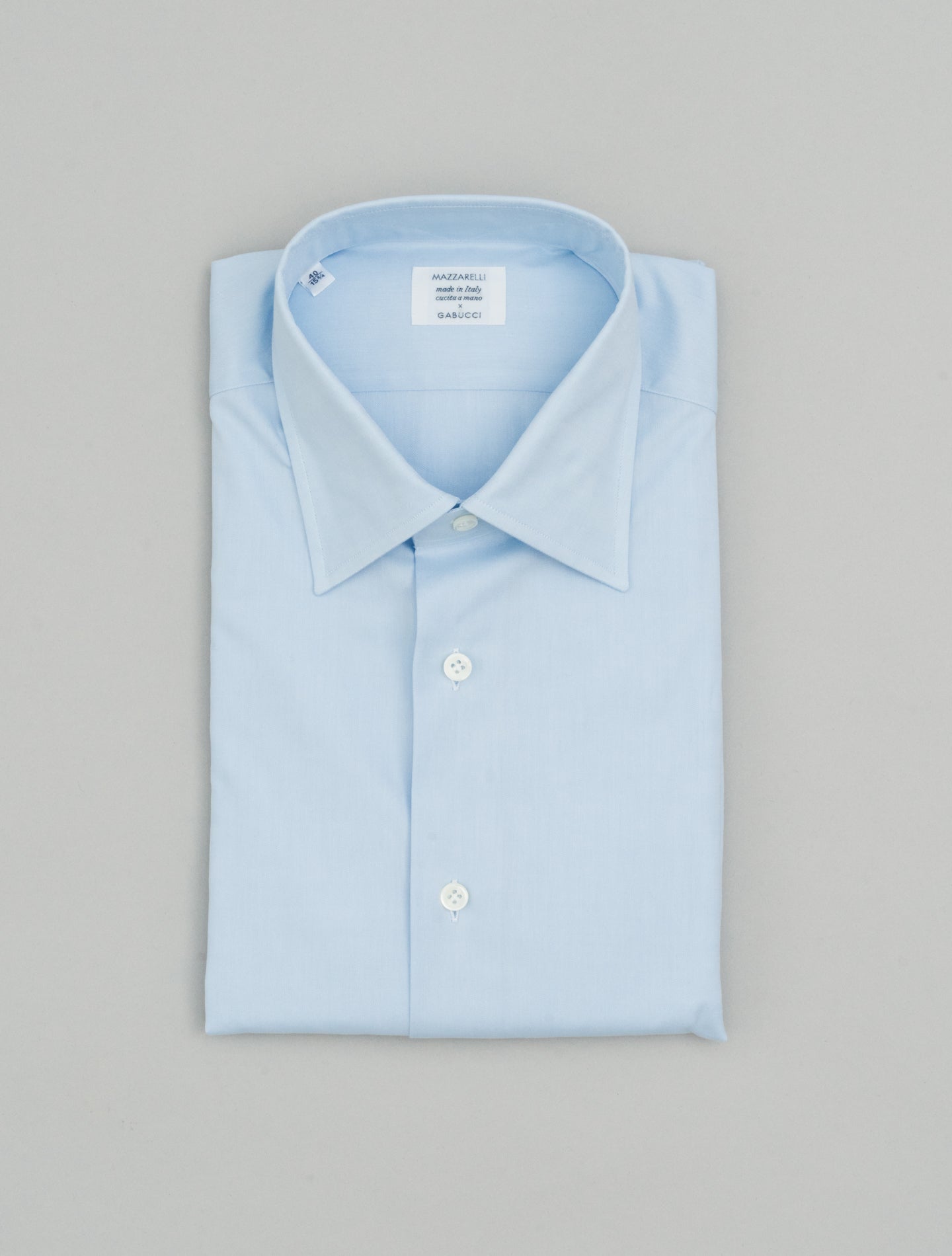 Cotton Poplin Turn Down Shirt Light Blue Mazzarelli Shirts 38