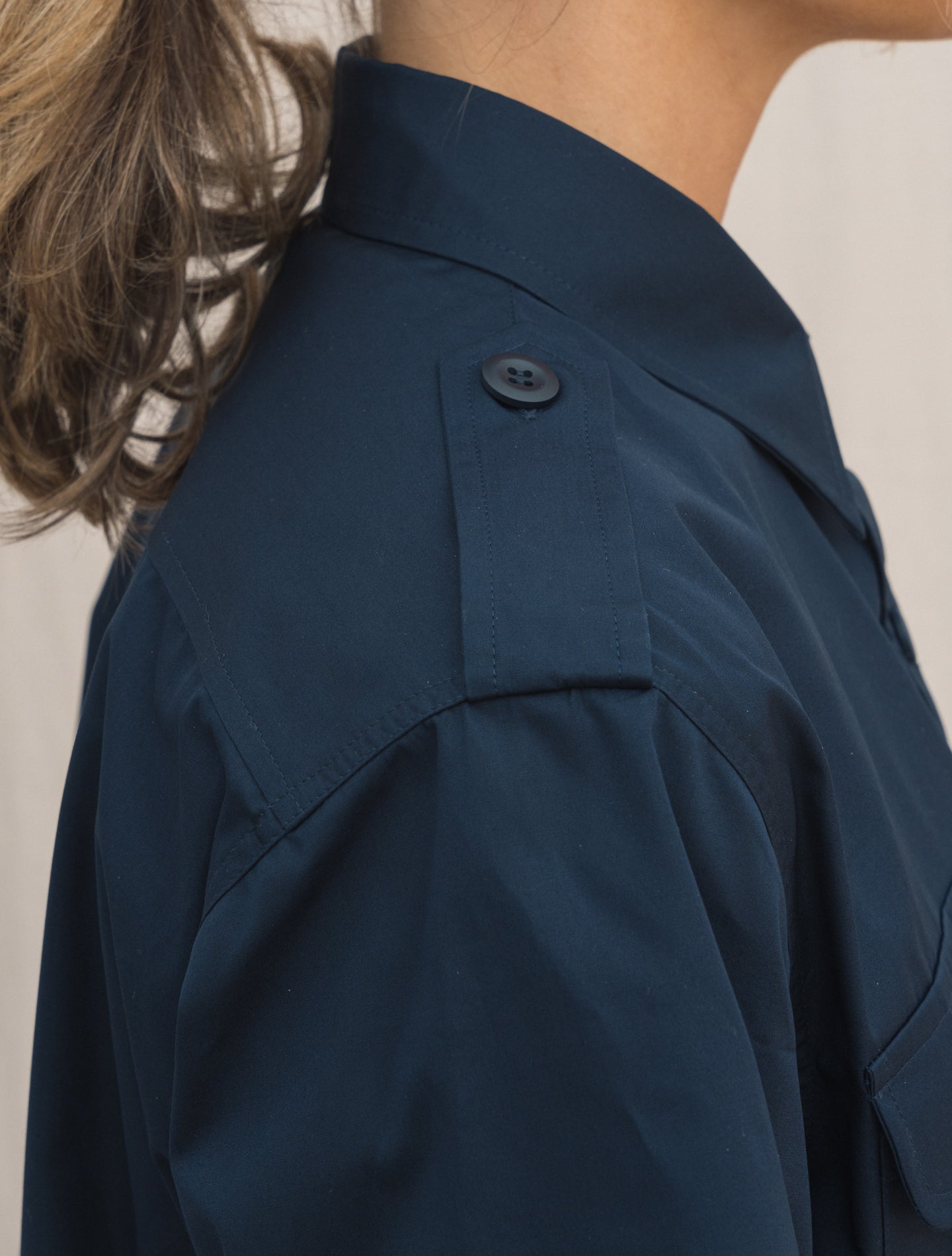 Cotton Poplin Utility Shirt Short Sleeve Navy Aspesi Shirts IT 38