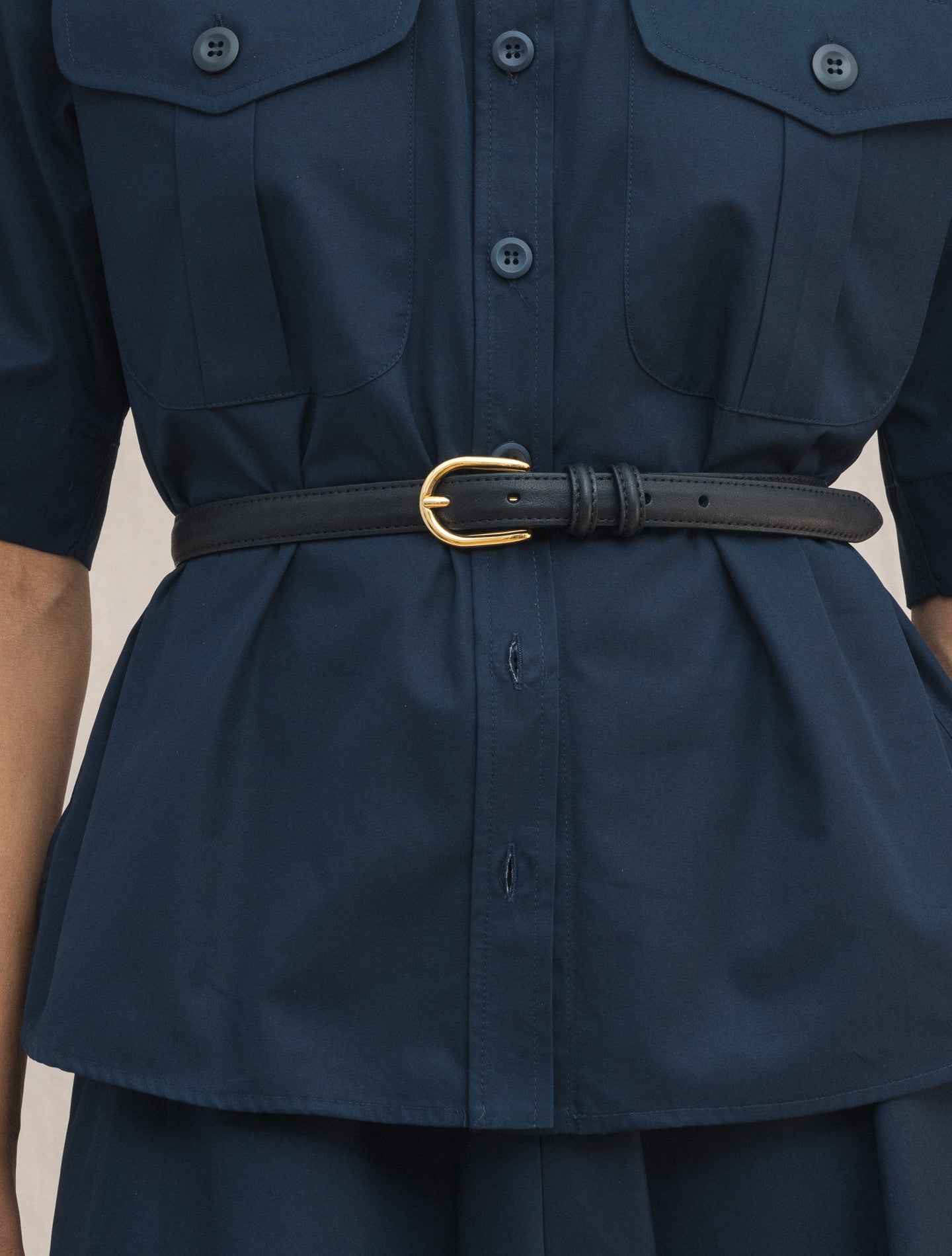 Cotton Poplin Utility Shirt Short Sleeve Navy Aspesi Shirts IT 38