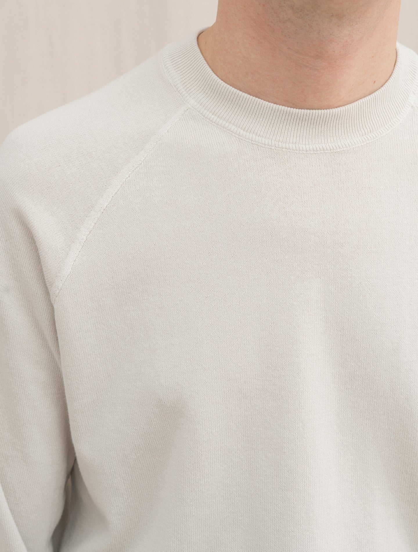 Cotton Raglan Crewneck Sweater Beige | Gabucci