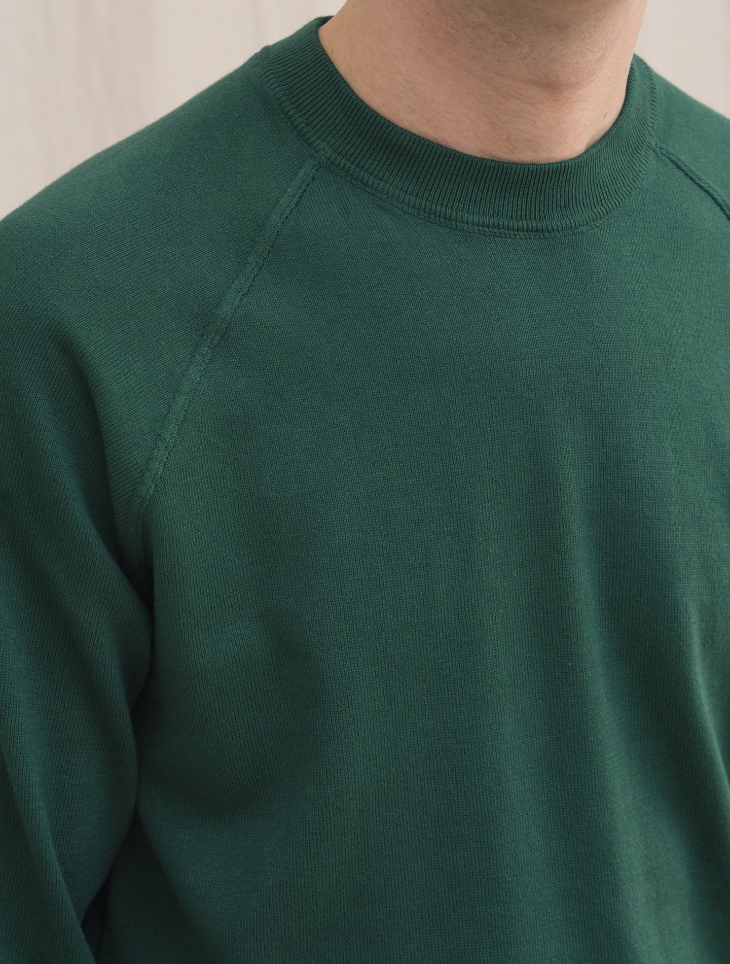 Cotton Raglan Crewneck Sweater Green Gabucci Knitwear 48