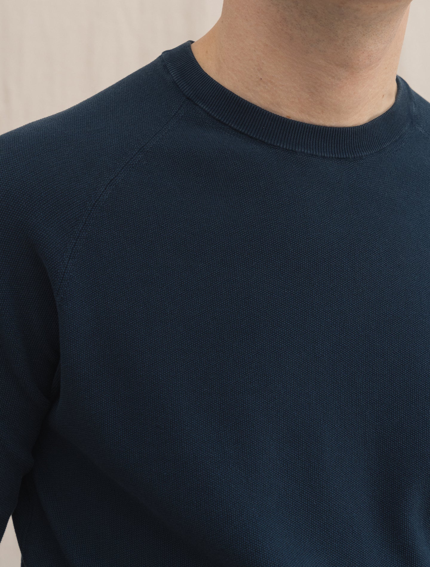 Cotton Raglan Crewneck Sweater Navy Aspesi Knitwear 48