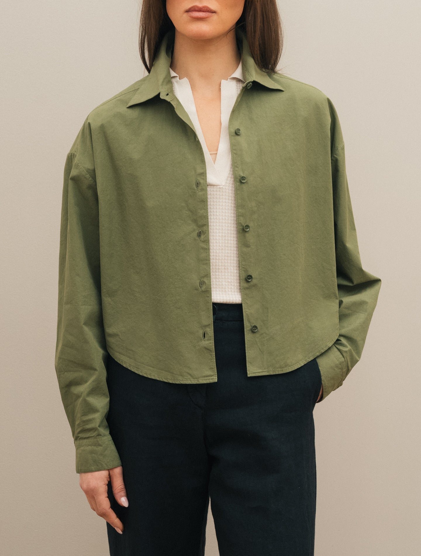 Cotton Shirt Jacket Green Aspesi Overshirts IT 38