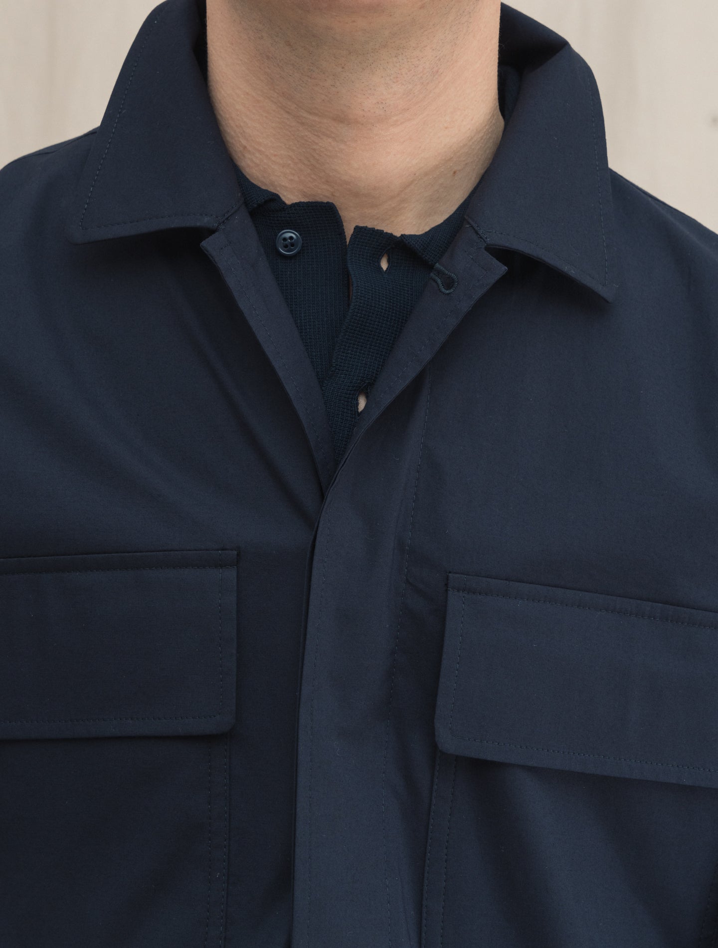 Cotton Shirt Jacket Navy Lardini Outerwear S