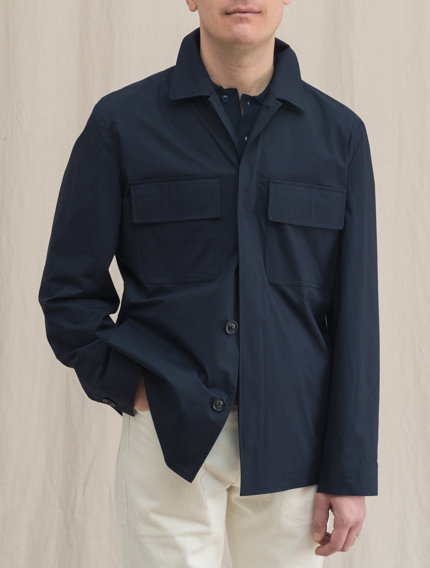 Cotton Shirt Jacket Navy Lardini Outerwear S