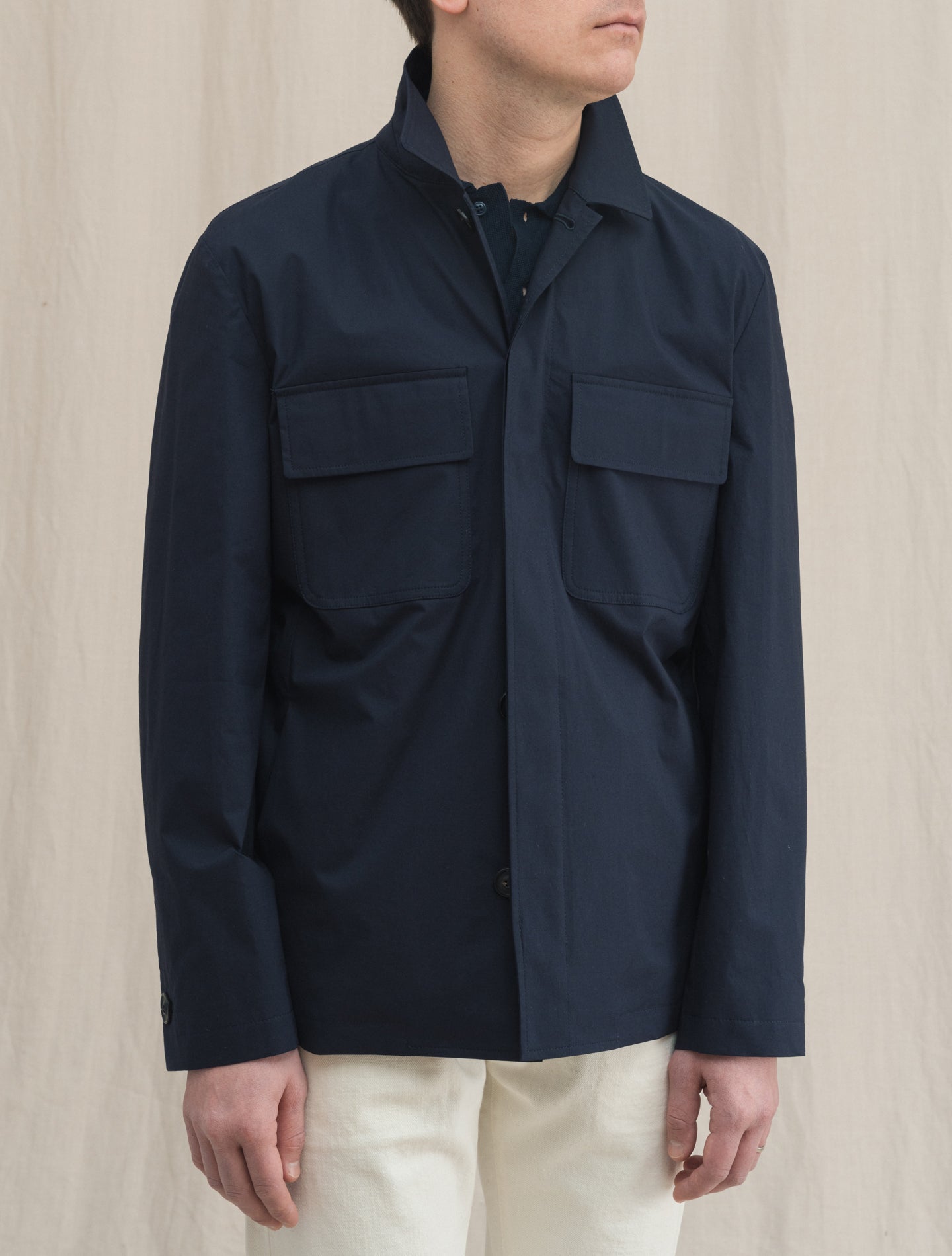 Cotton Shirt Jacket Navy Lardini Outerwear S