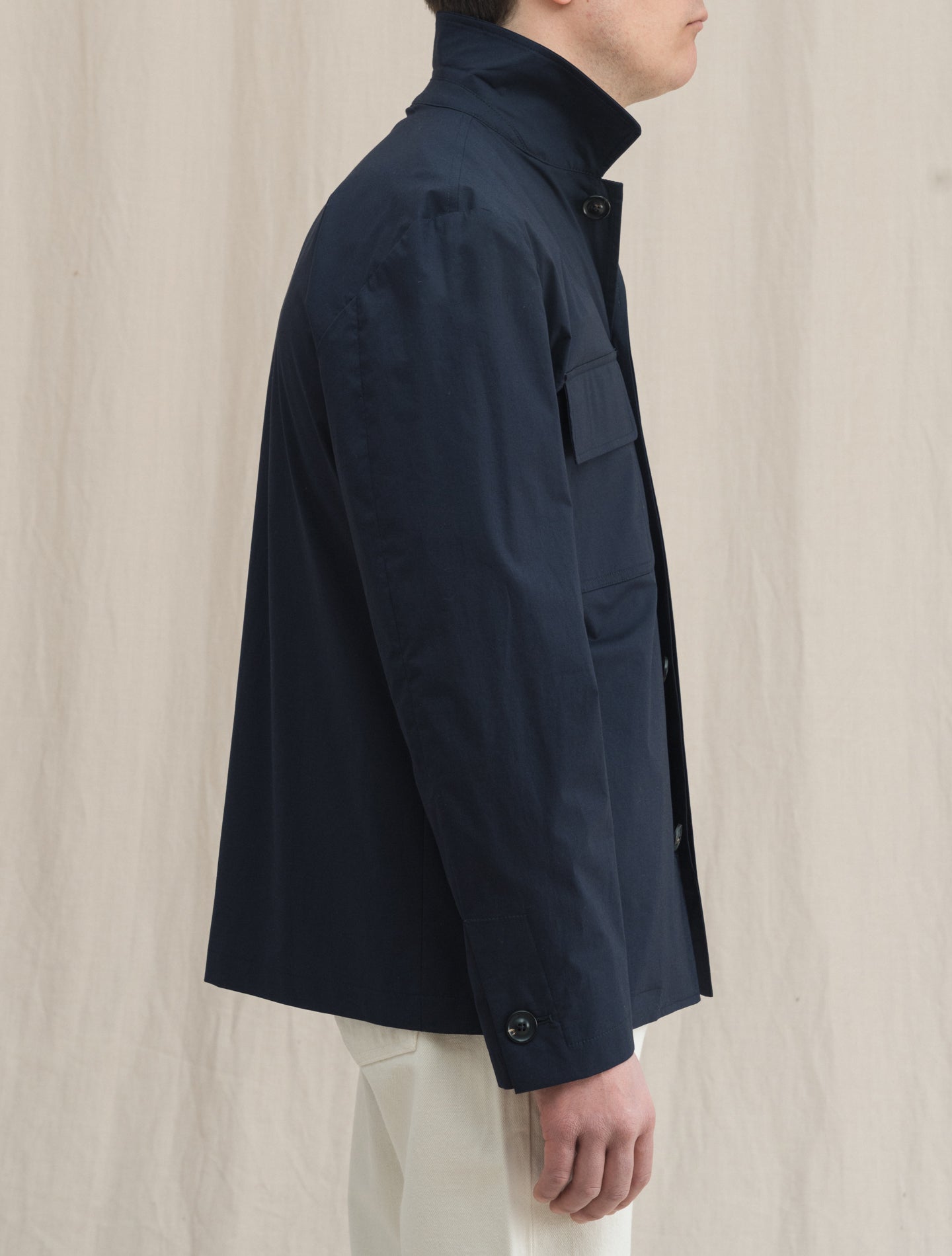 Cotton Shirt Jacket Navy Lardini Outerwear S