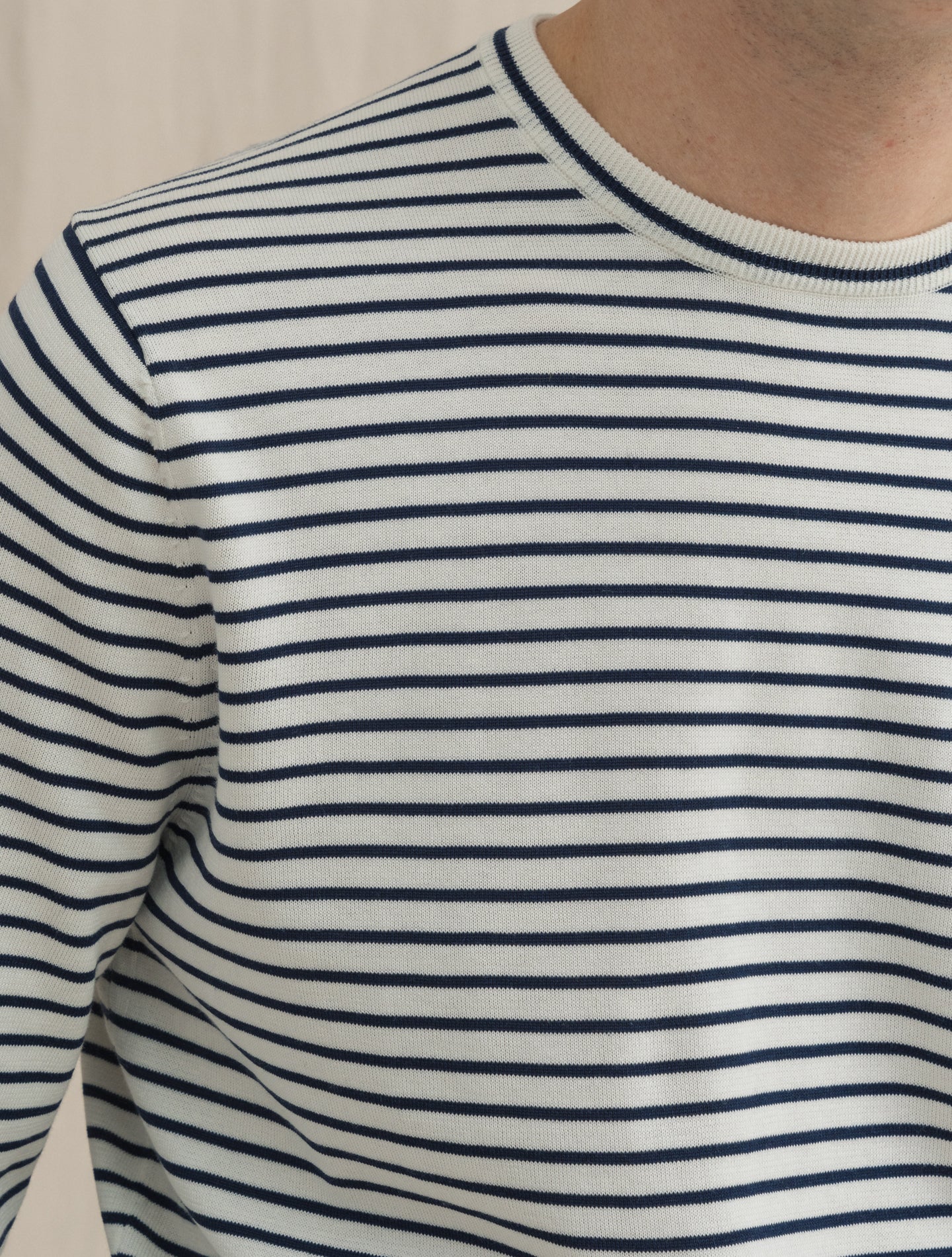 Cotton Silk Crewneck Blue Stripe Aspesi Knitwear 48