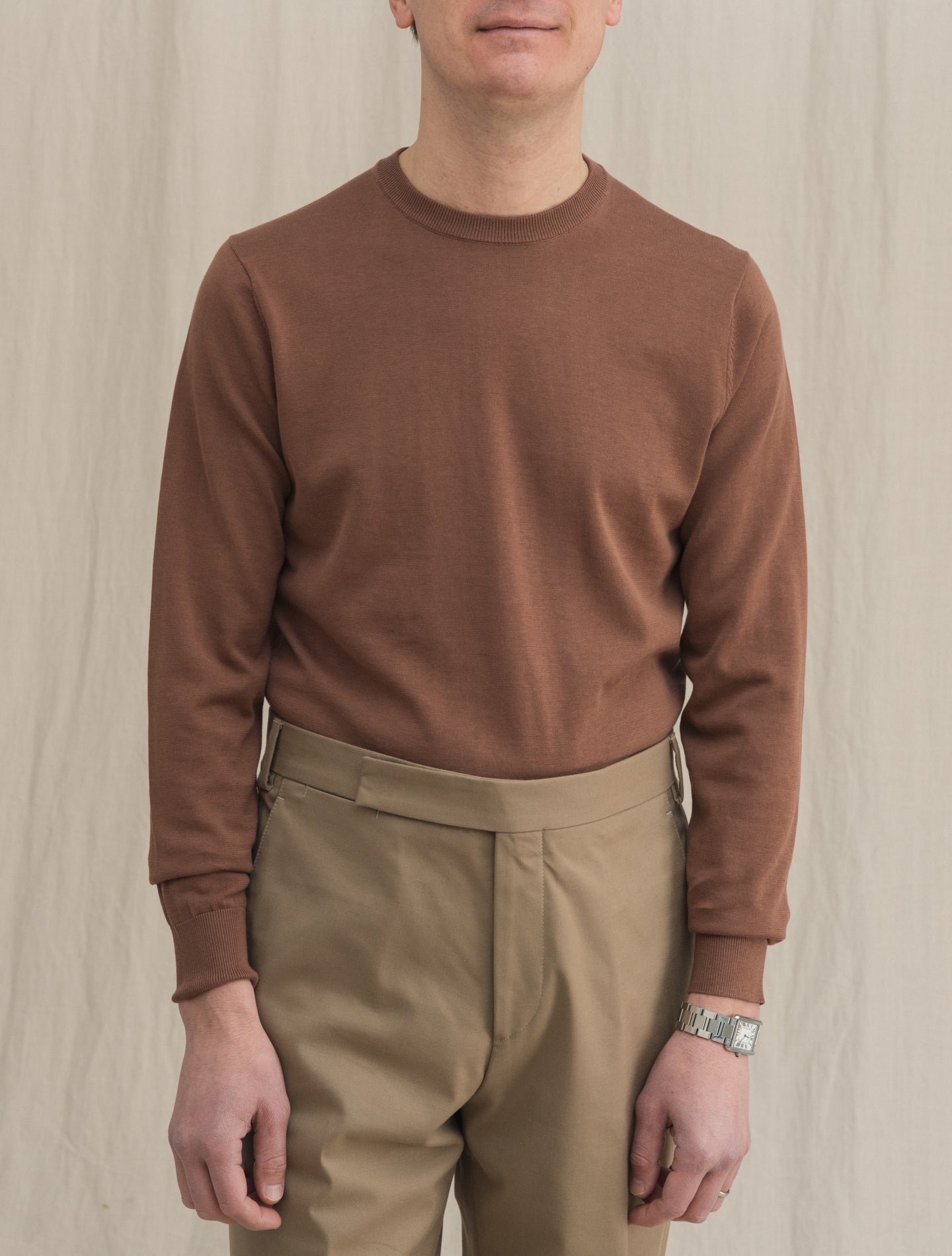 Cotton Silk Crewneck Terra Aspesi Knitwear 48