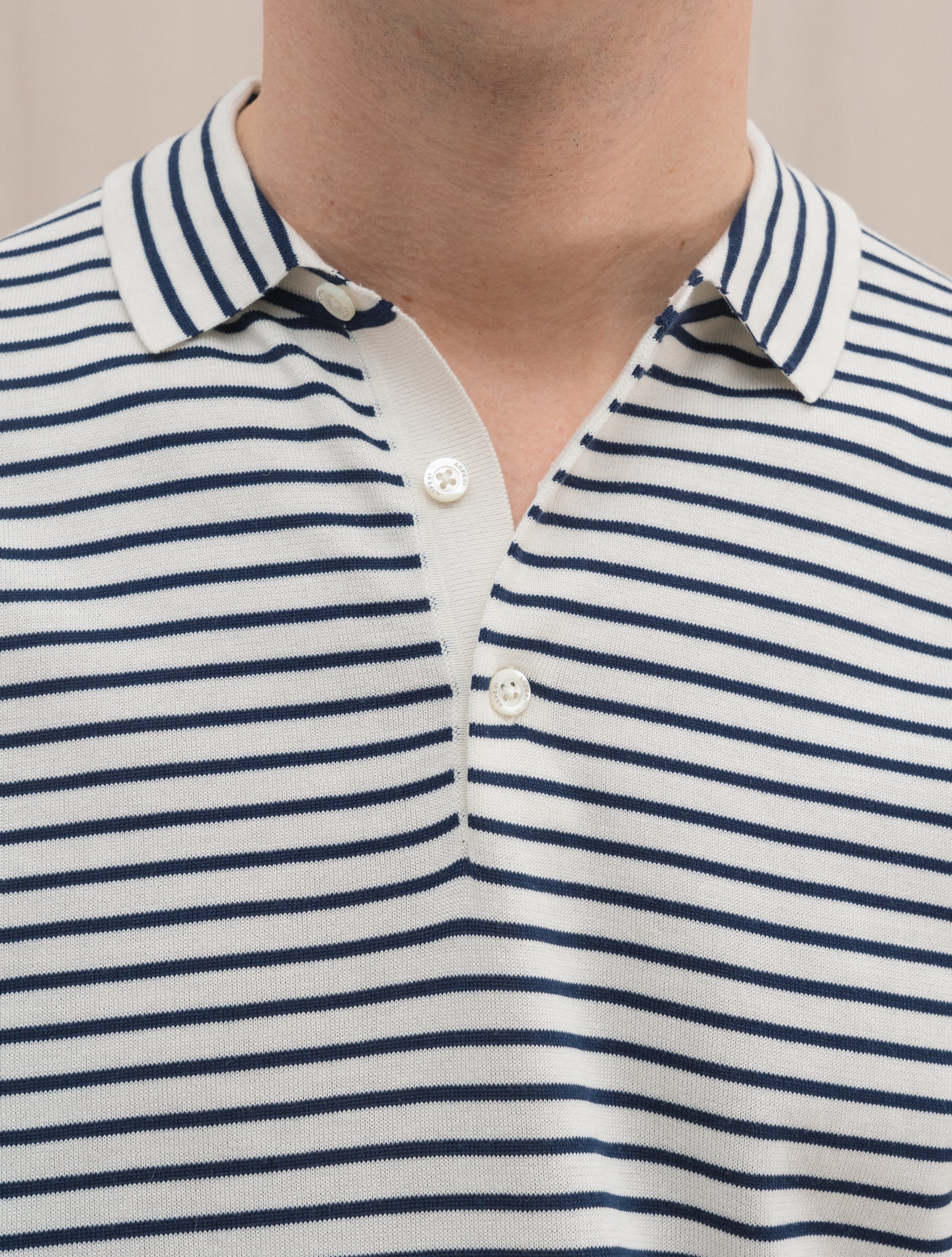 Cotton Silk Polo Shirt Short Sleeve Navy Striped Aspesi Polo shirts 48