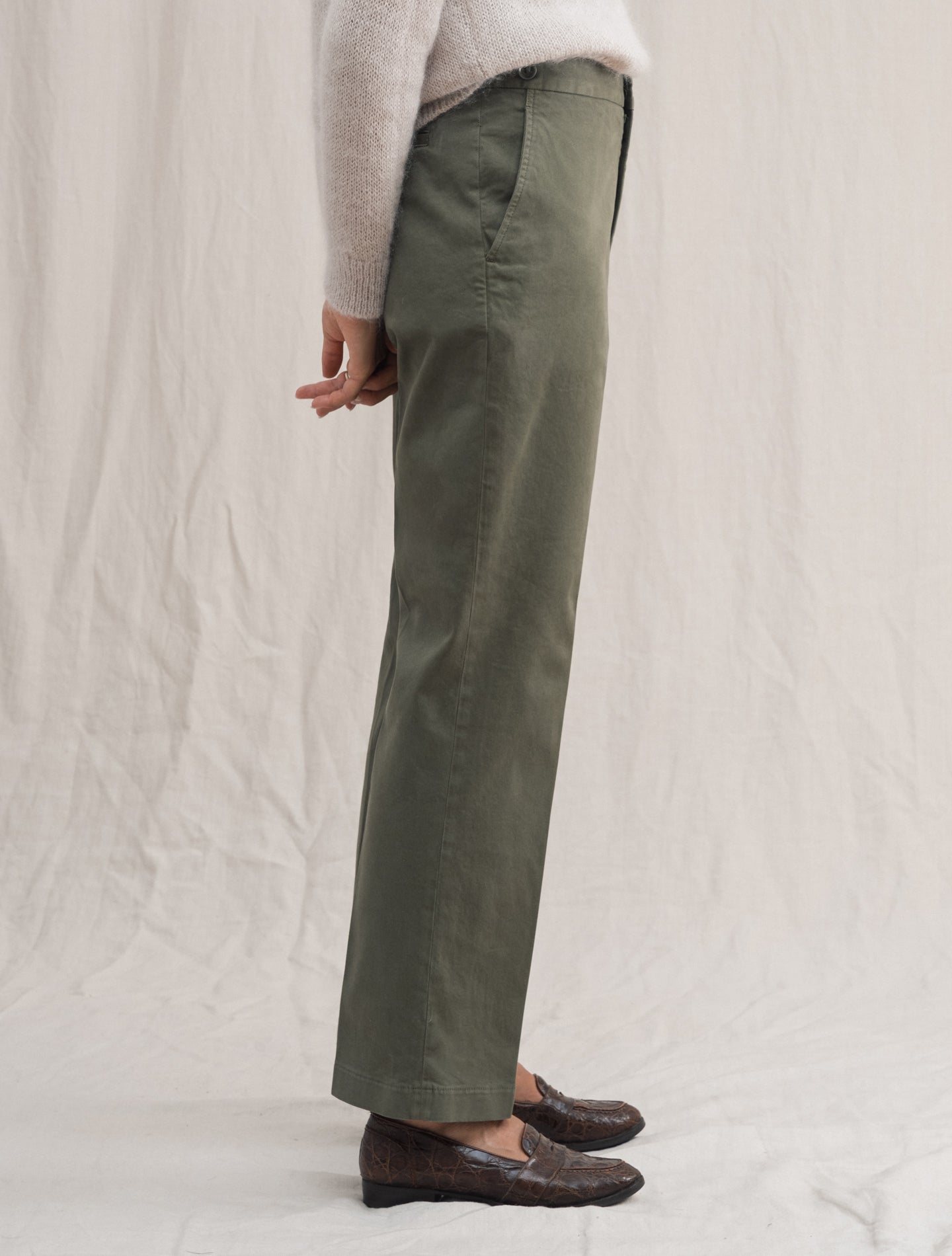 Cotton Straight Fit Trouser Military | Gabucci