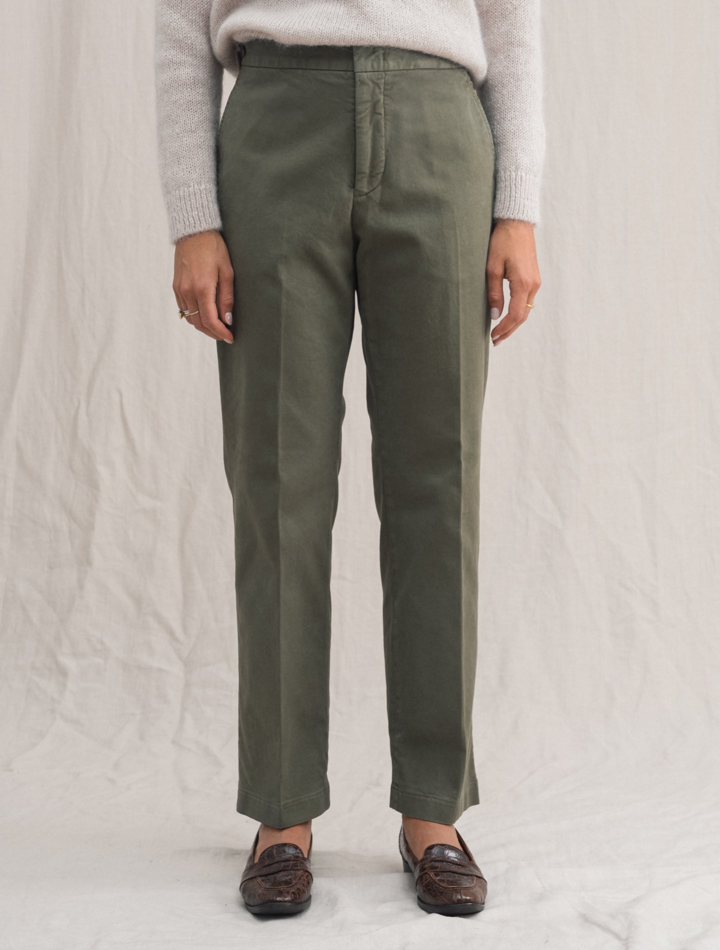 Cotton Straight Fit Trouser Military | Gabucci