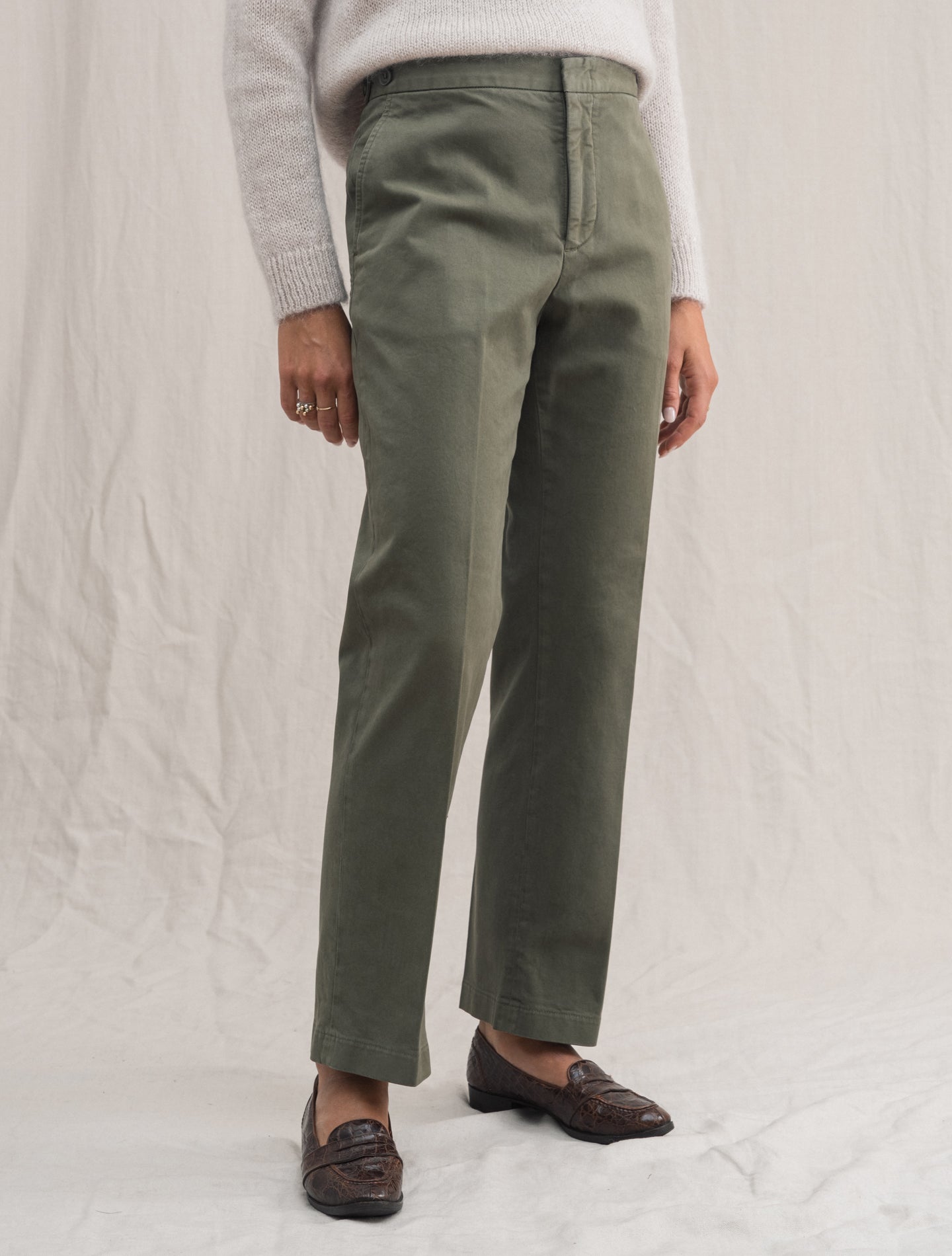 Cotton Straight Fit Trouser Military | Gabucci