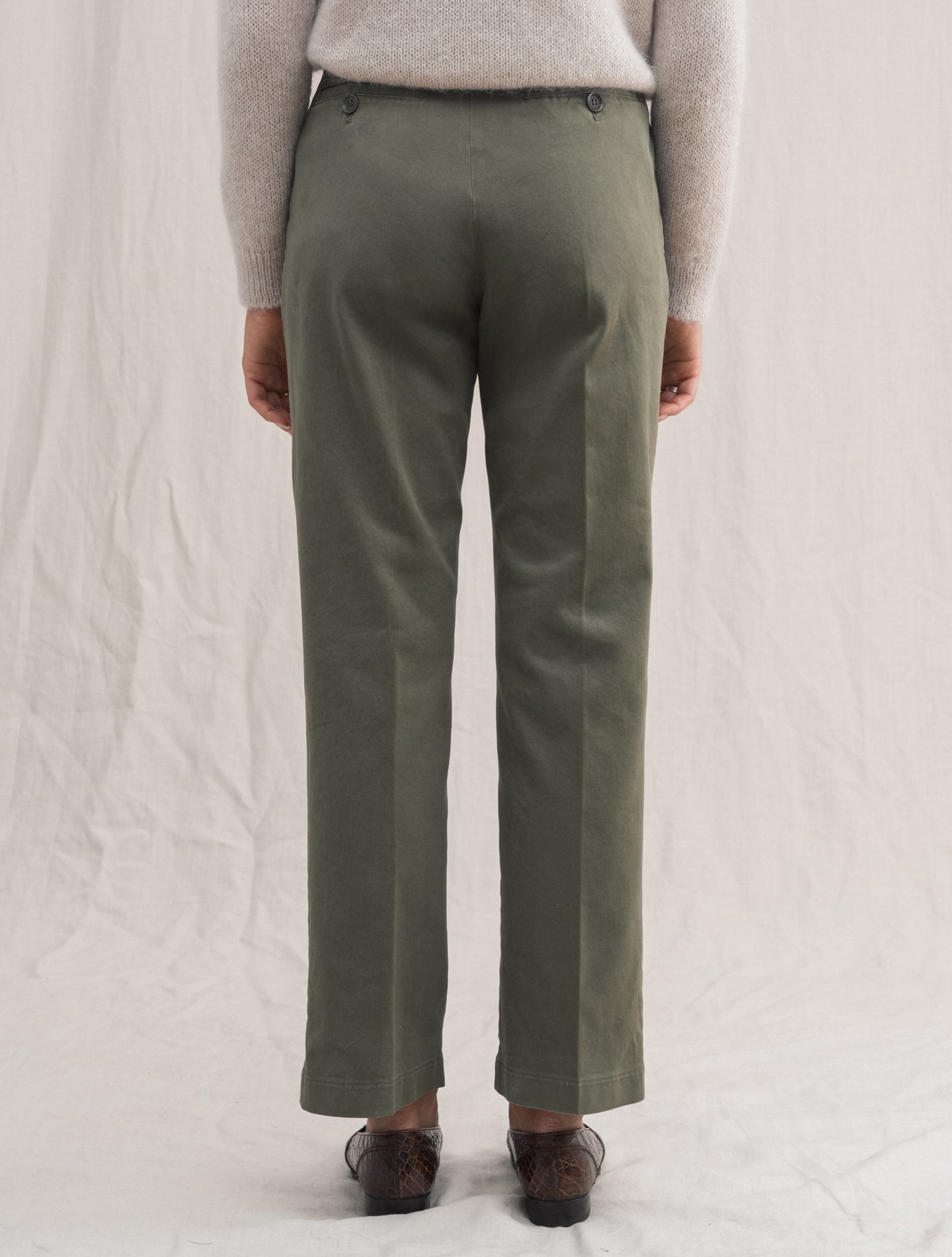 Cotton Straight Fit Trouser Military | Gabucci