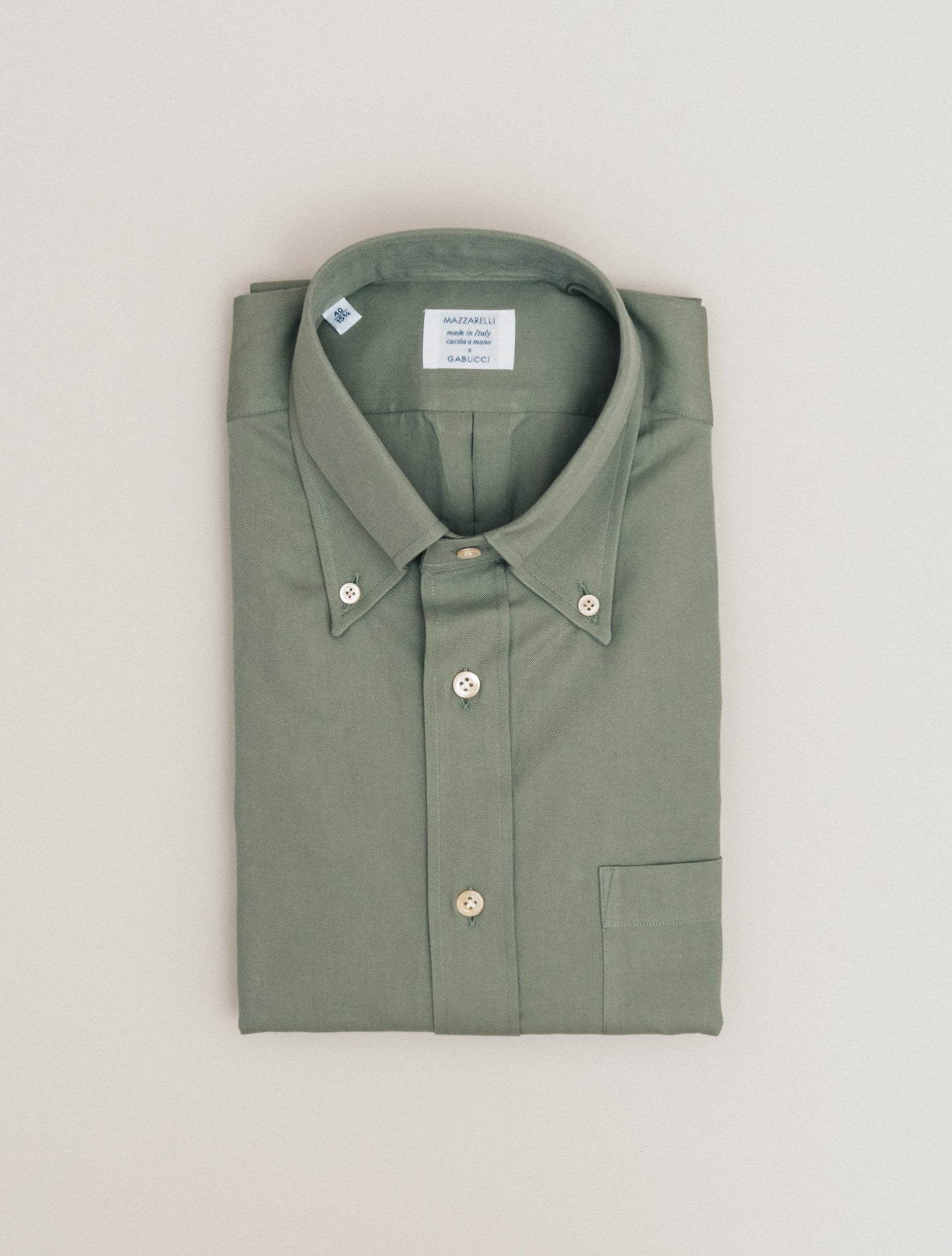 Cotton Twill IVY Fit Shirt Army Mazzarelli Shirts 38