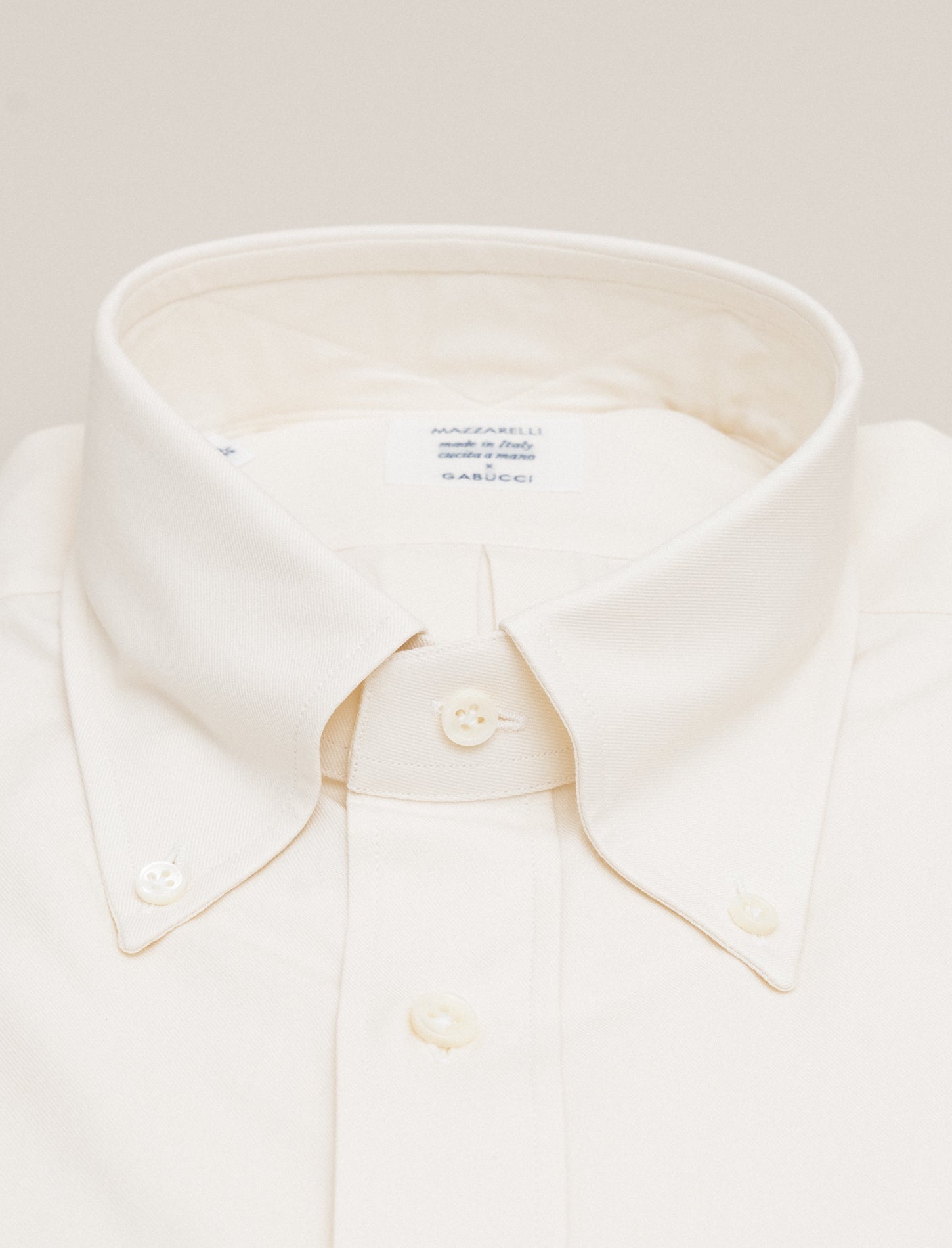 Cotton Twill IVY Fit Shirt Cream Mazzarelli Shirts 38