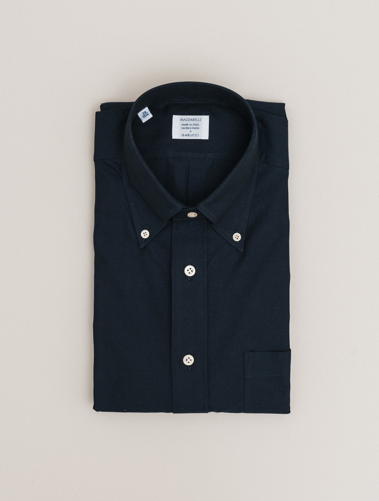 Cotton Twill IVY Fit Shirt Navy Mazzarelli Shirts 38