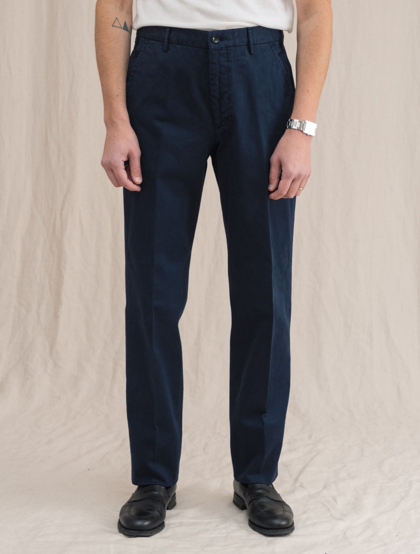 Cotton Twill Regular Trousers Navy Incotex Trousers 46