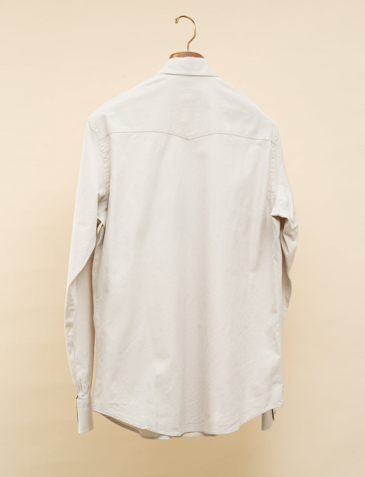 Cotton Twill Snap Button Shirt Beige Mazzarelli Shirts 38