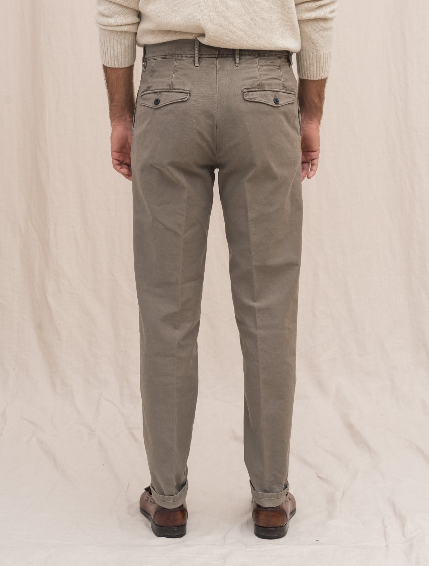 Cotton Twill Tapered Fit Slacks Taupe Incotex Trousers 31