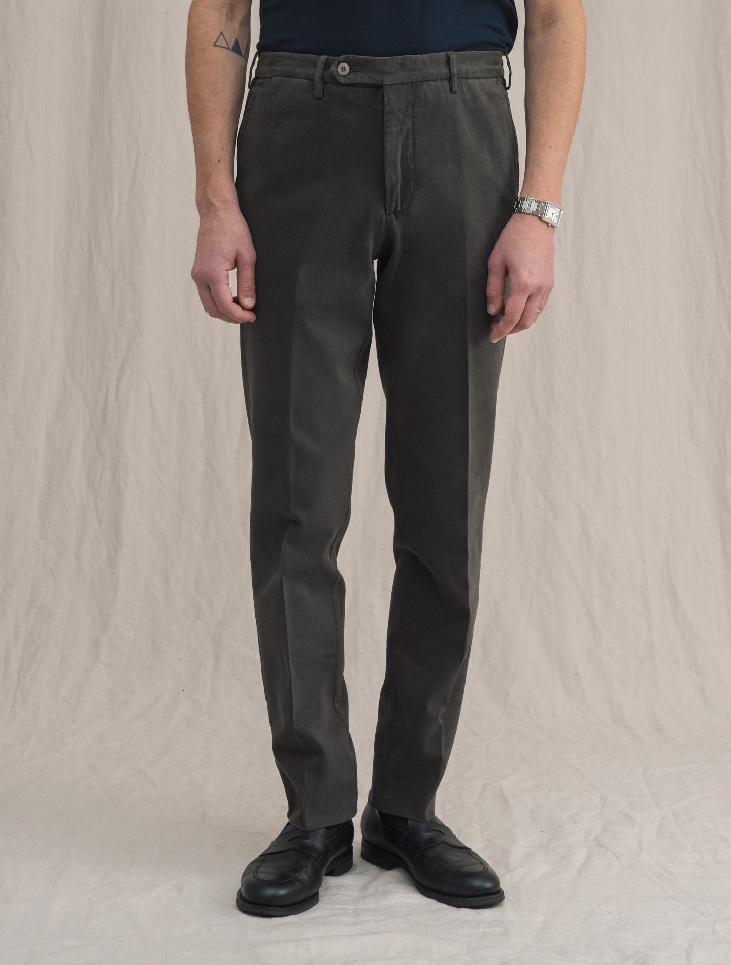 Cotton Twill Trousers Brown | Gabucci