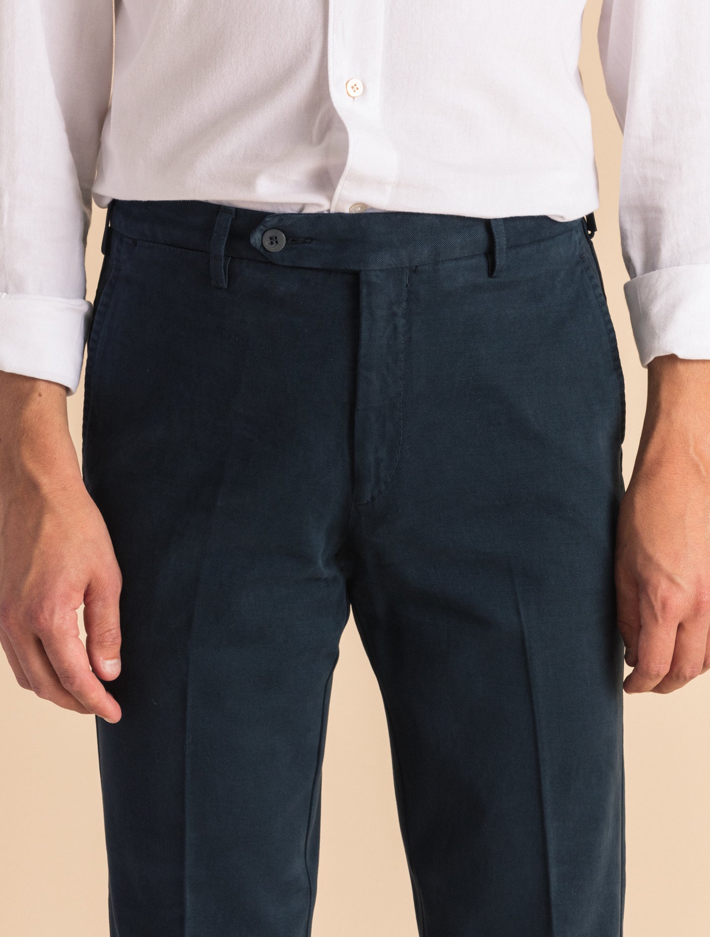 Cotton Twill Trousers Navy | Gabucci