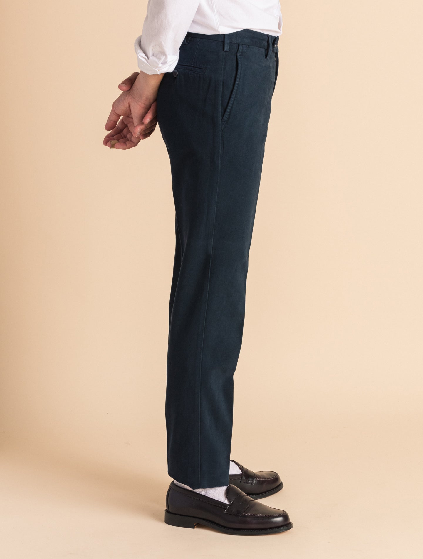 Cotton Twill Trousers Navy | Gabucci