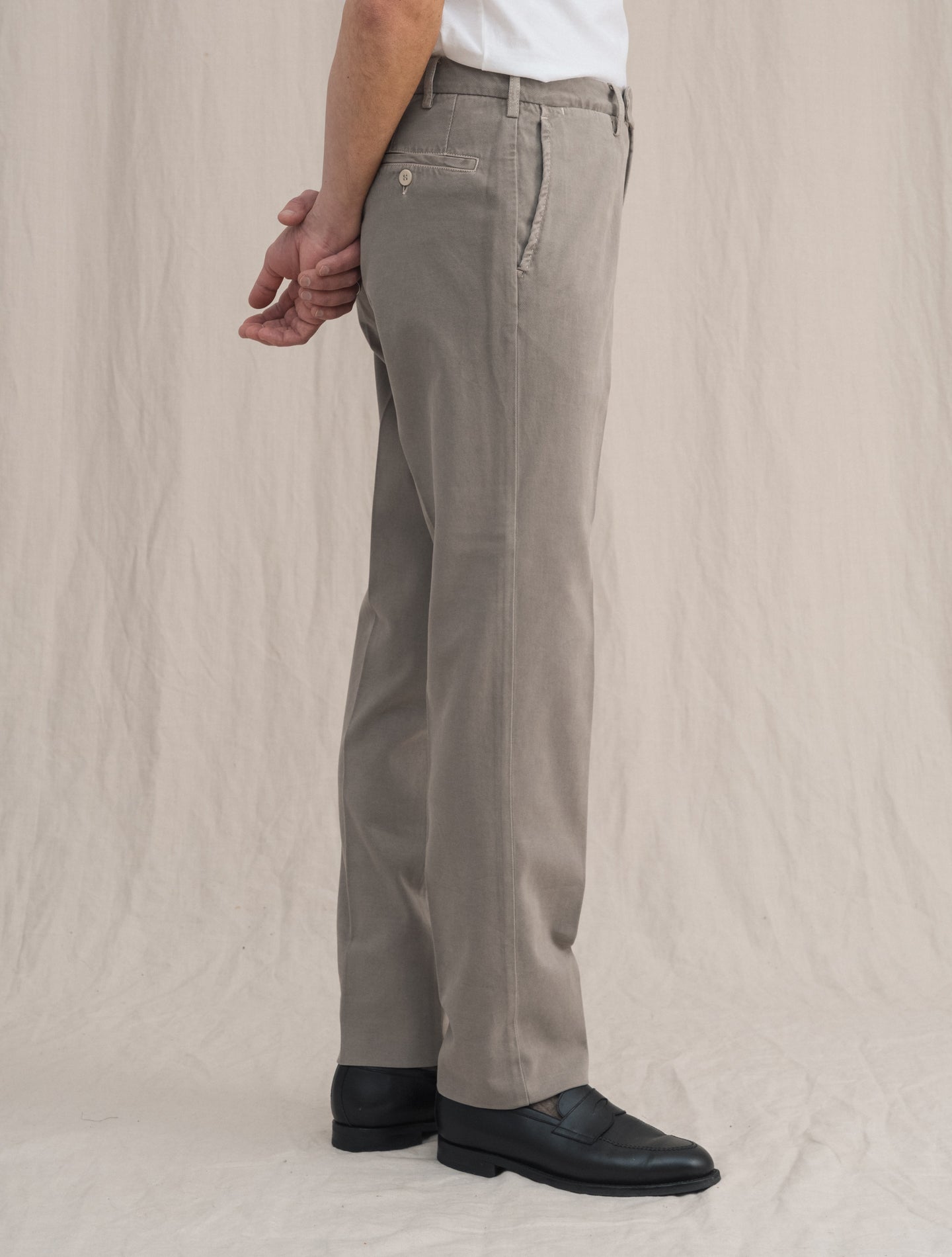 Cotton Twill Trousers Stone | Gabucci