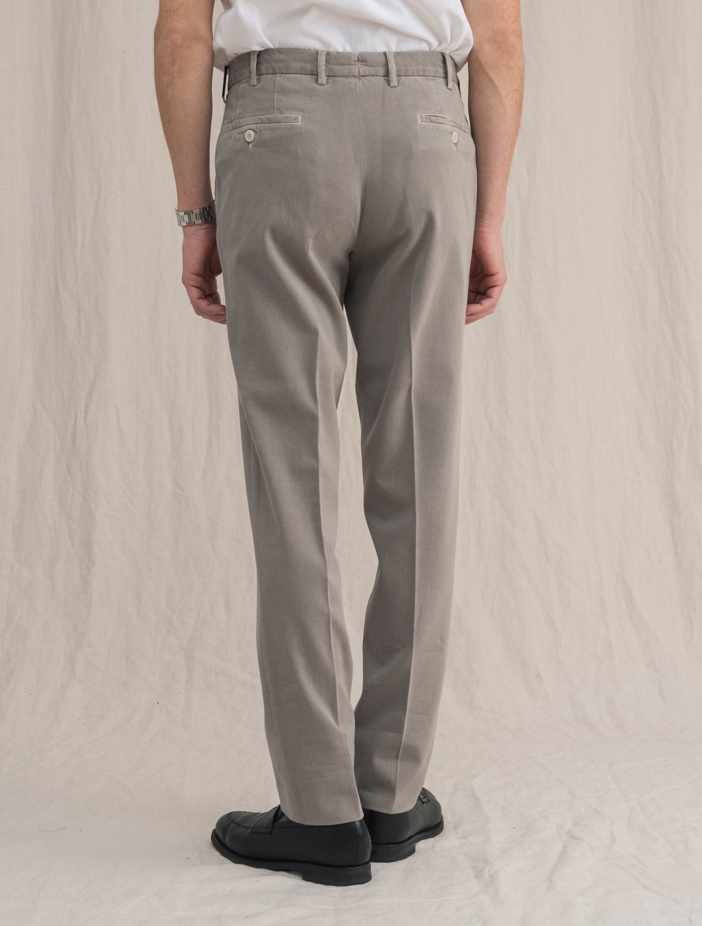 Cotton Twill Trousers Stone | Gabucci