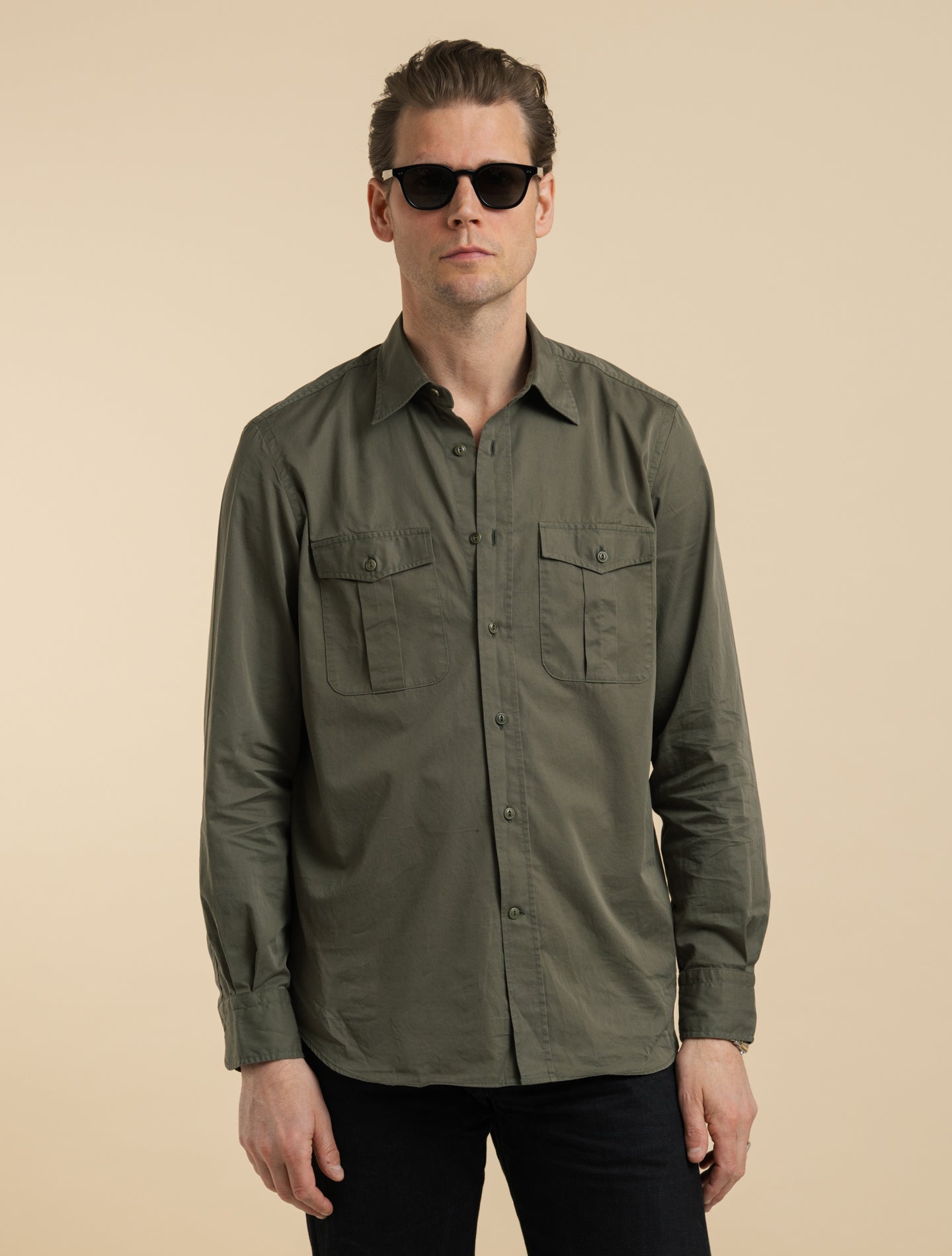 Cotton Twill Utility Shirt Army Mazzarelli Shirts 38