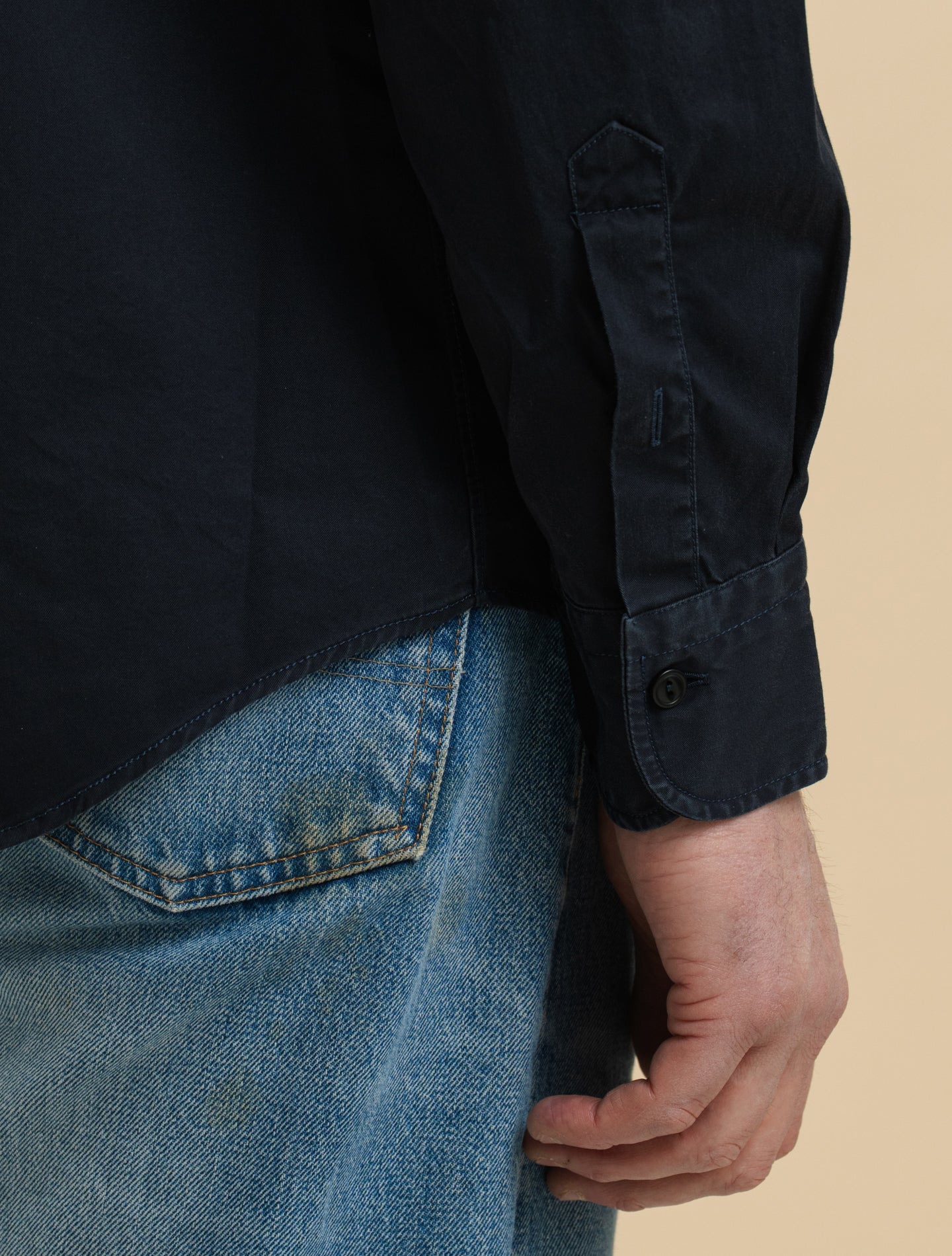 Cotton Twill Utility Shirt Navy Mazzarelli Shirts 38