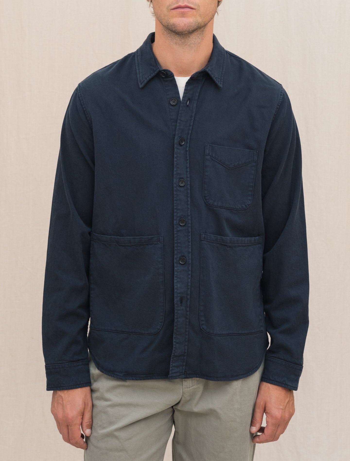 Cotton Twill Utility Shirt Navy Aspesi Gabucci