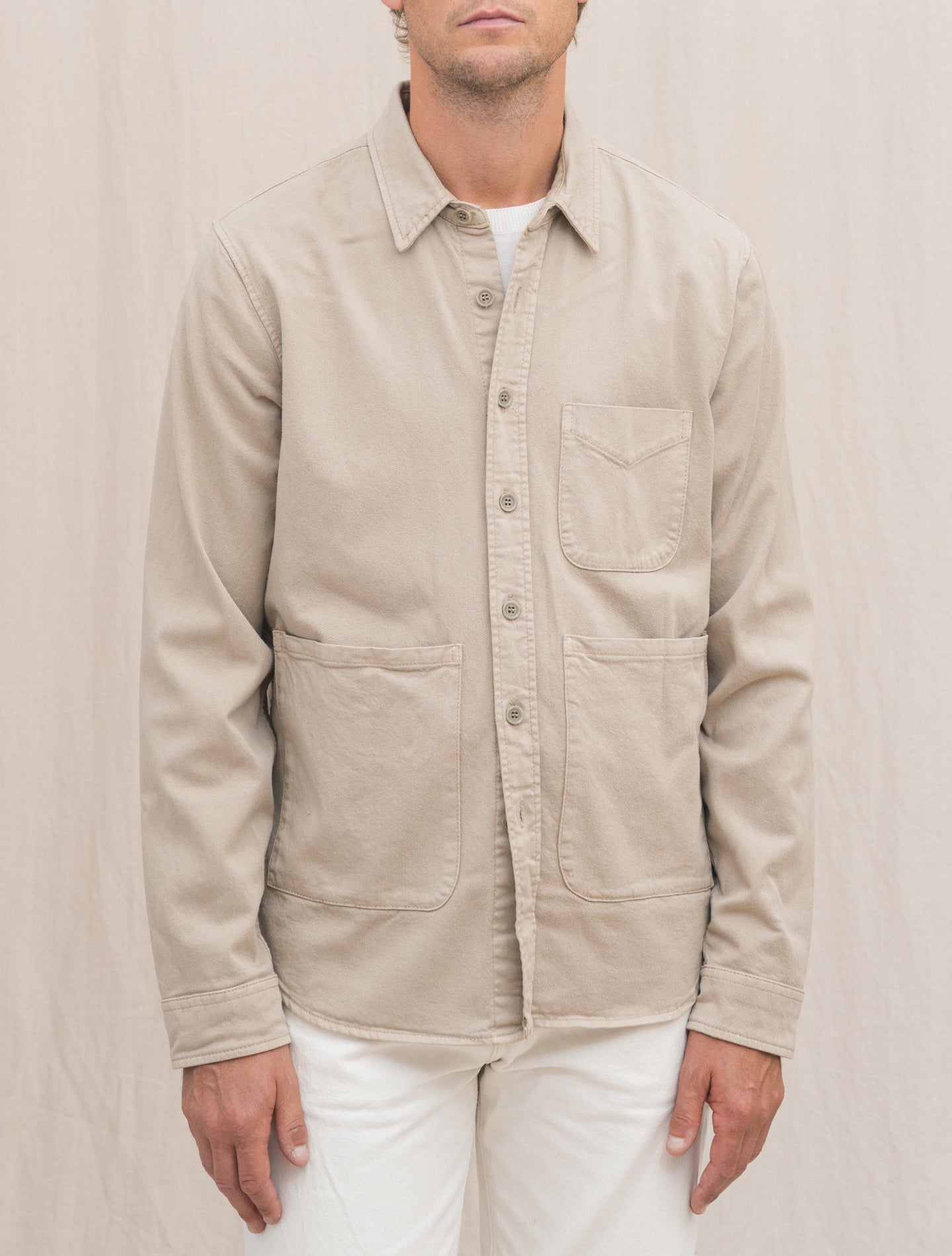 Cotton Twill Utility Shirt Sand Aspesi Gabucci