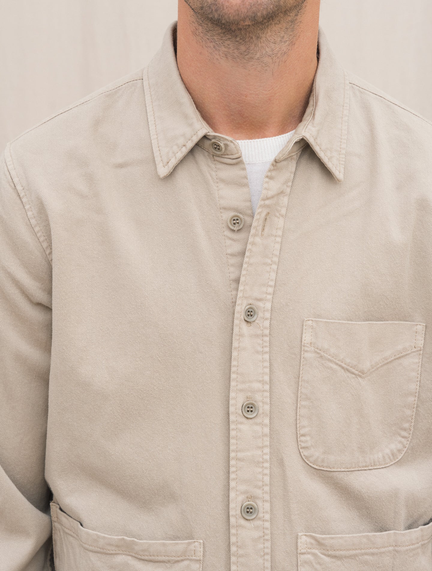 Cotton Twill Utility Shirt Sand Aspesi Gabucci