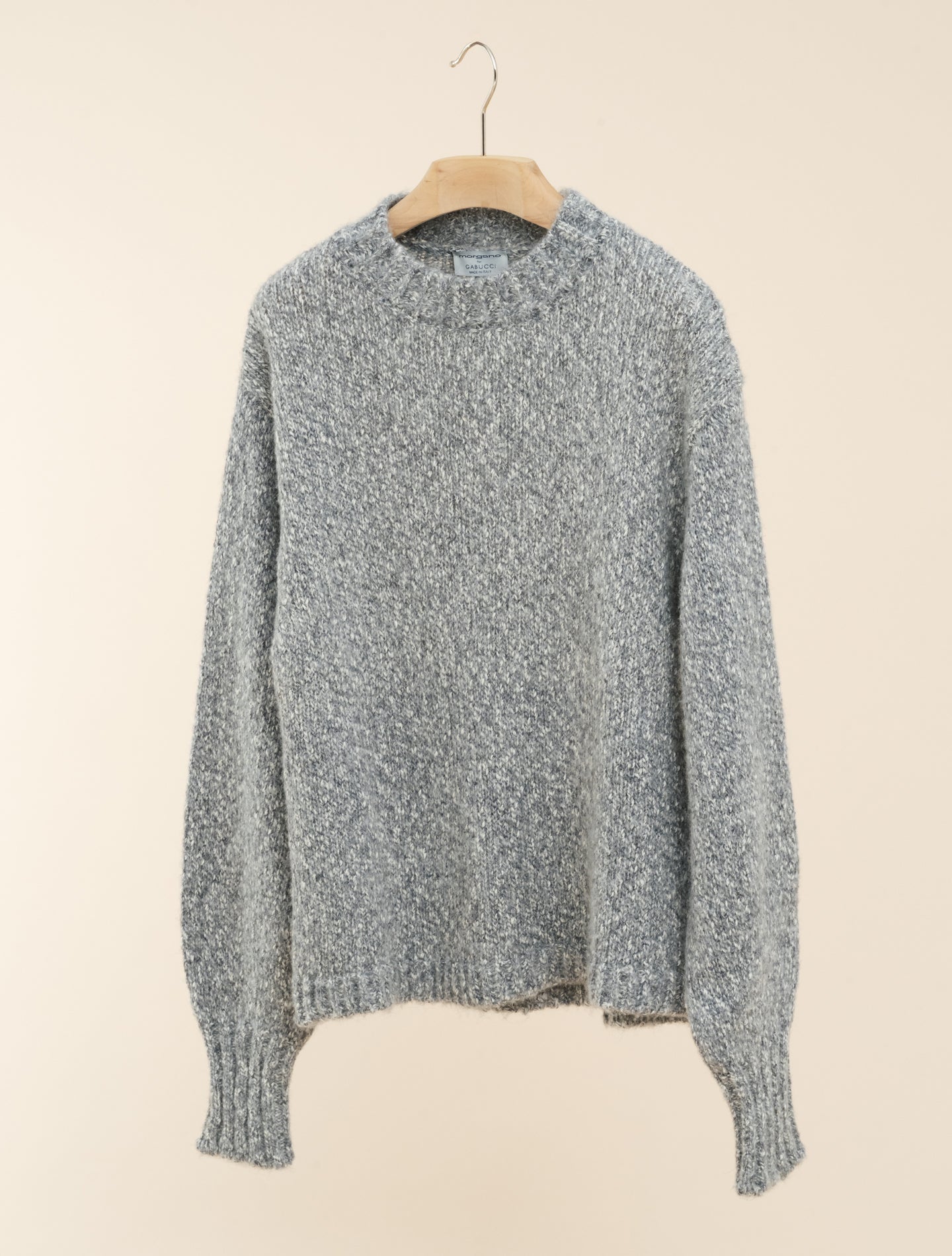Cotton Wool Mouliné Crewneck Grey Morgano Knitwear IT 40