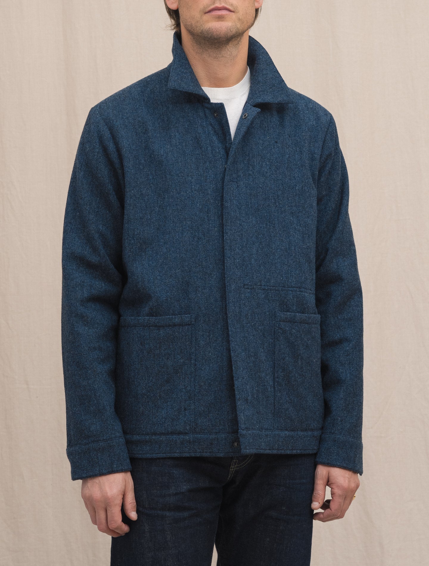 Court Wool Shirt Jacket Blue Aspesi Outerwear Gabucci