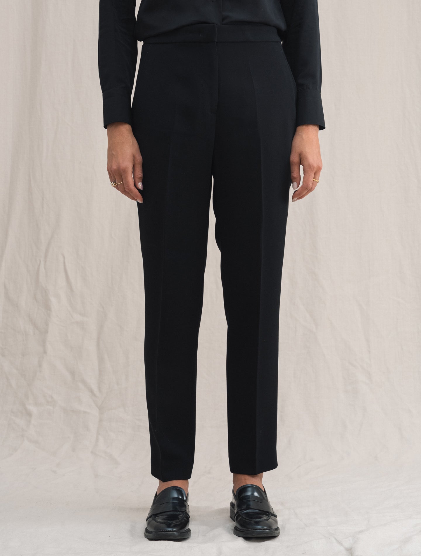 Crepe Slim Fit Trouser Black | Gabucci