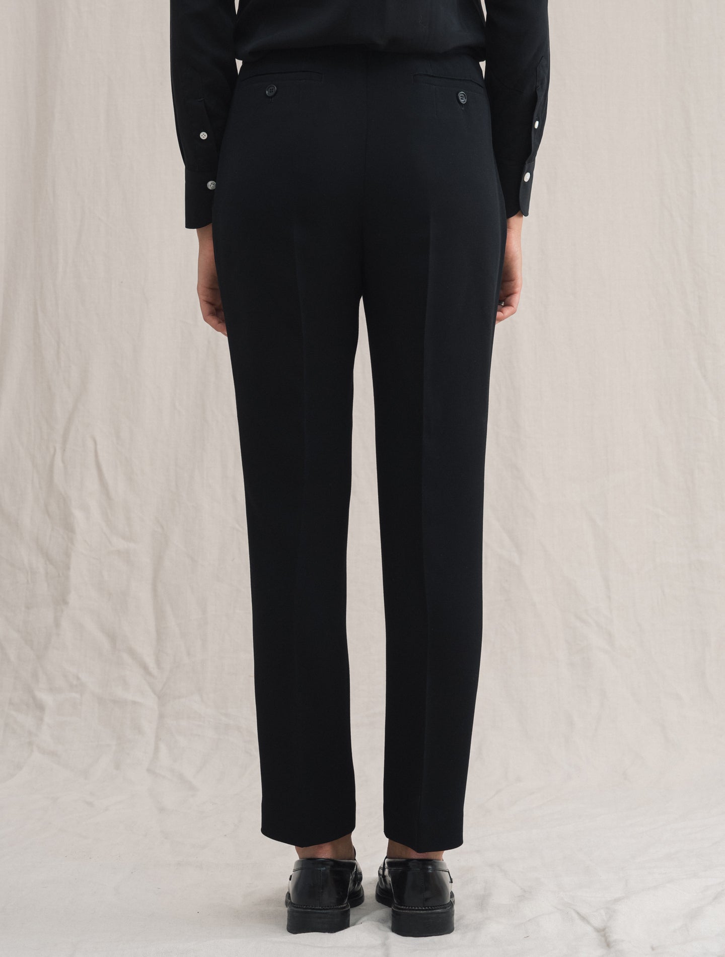 Crepe Slim Fit Trouser Black Aspesi Trousers IT 38