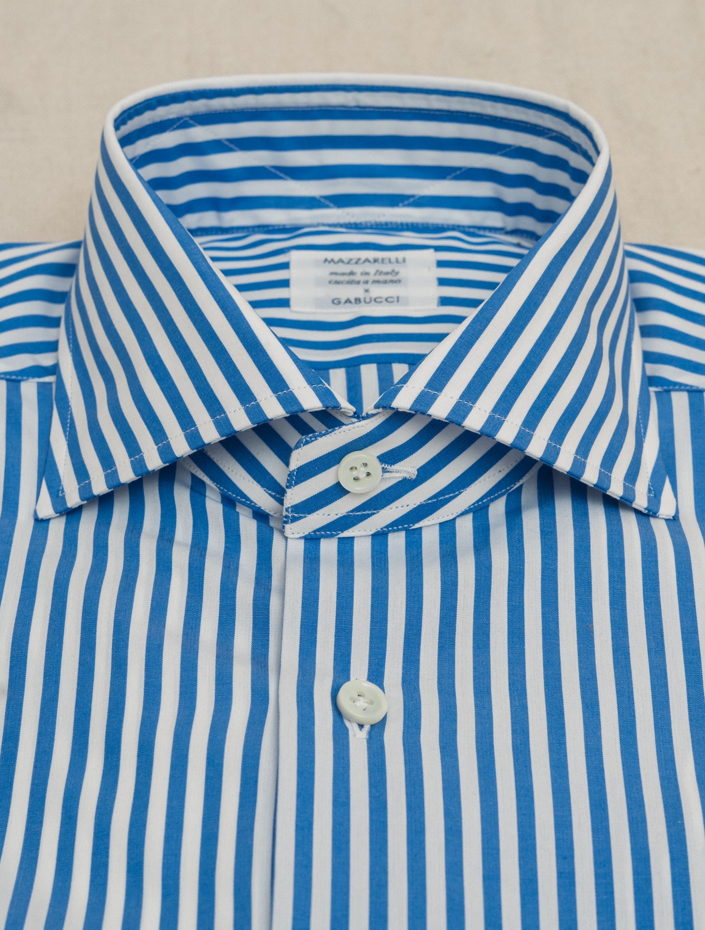 Cut Away Bengal Striped Shirt Blue Mazzarelli Shirts 38