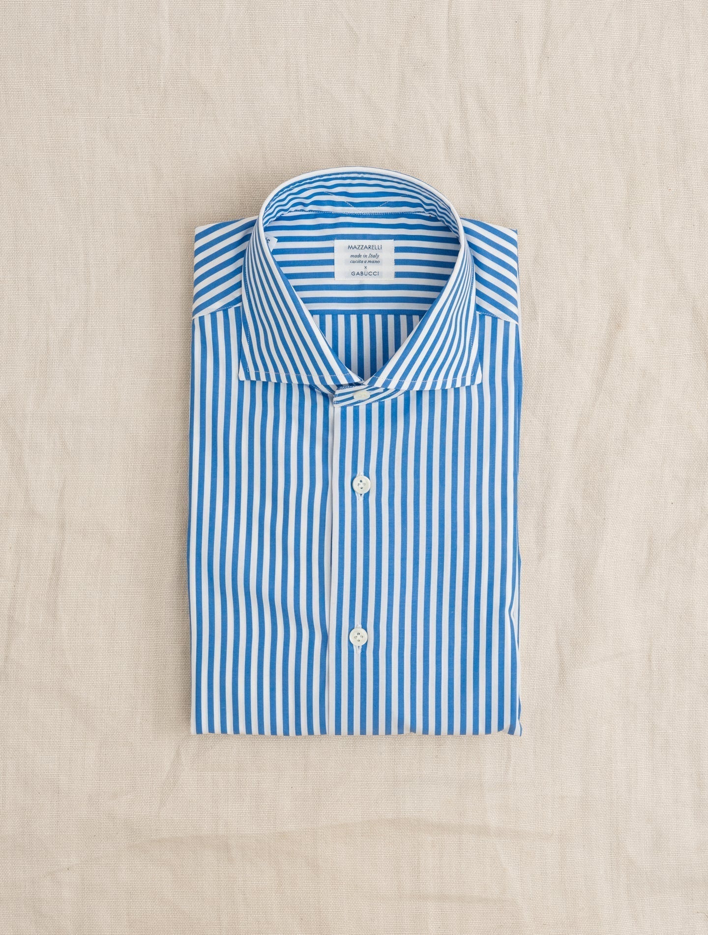 Cut Away Bengal Striped Shirt Blue Mazzarelli Shirts 38