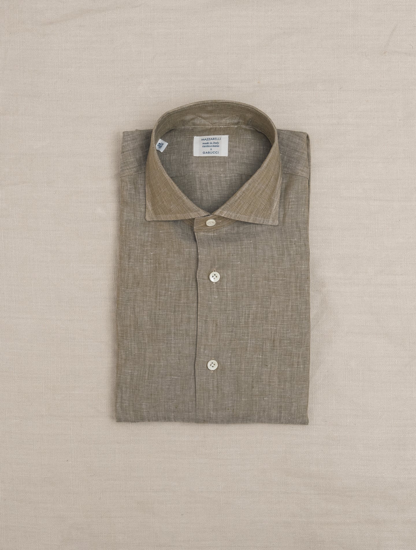 Cut Away Linen Shirt Green Mazzarelli Shirts 38