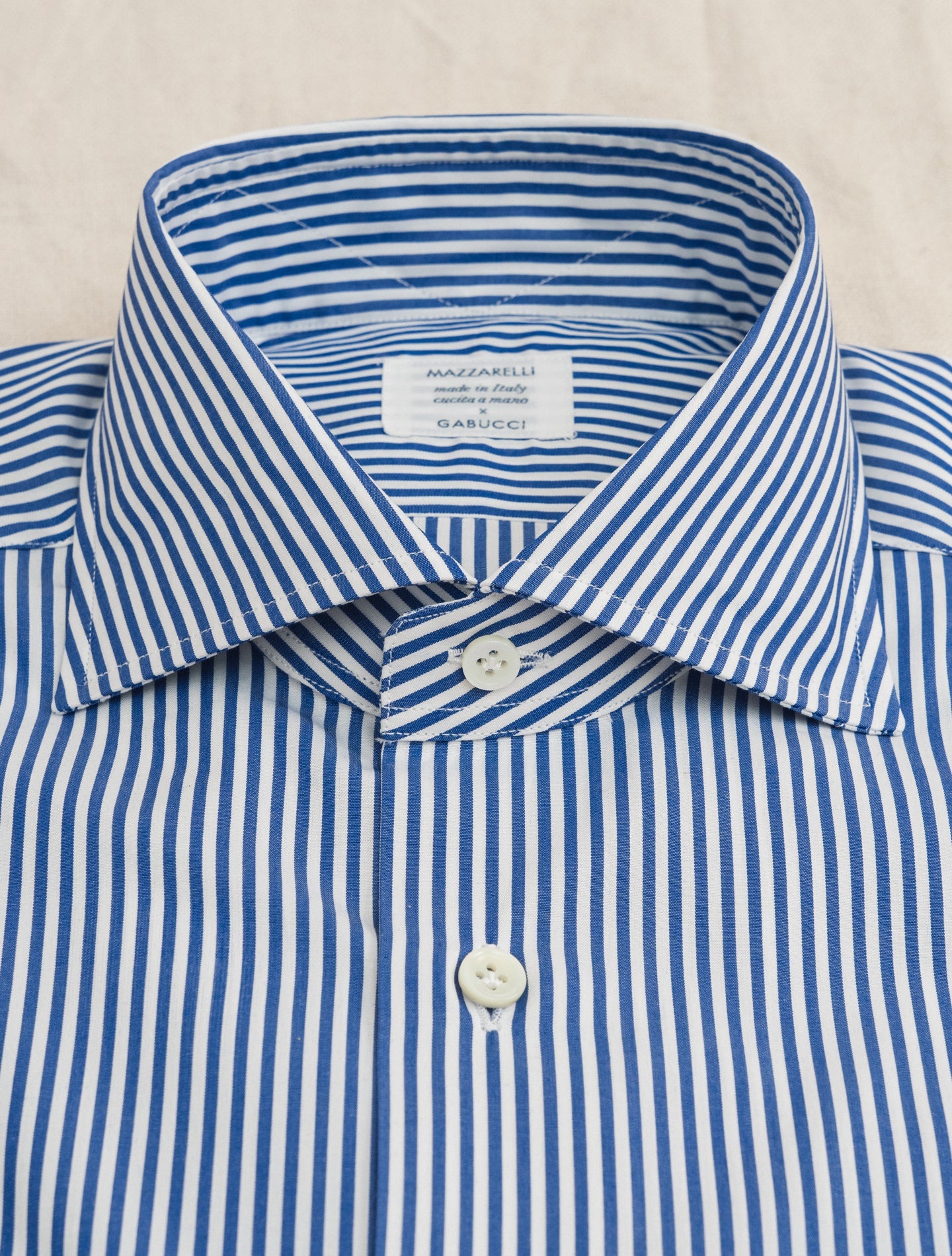 Cut Away Striped Shirt Blue | Gabucci