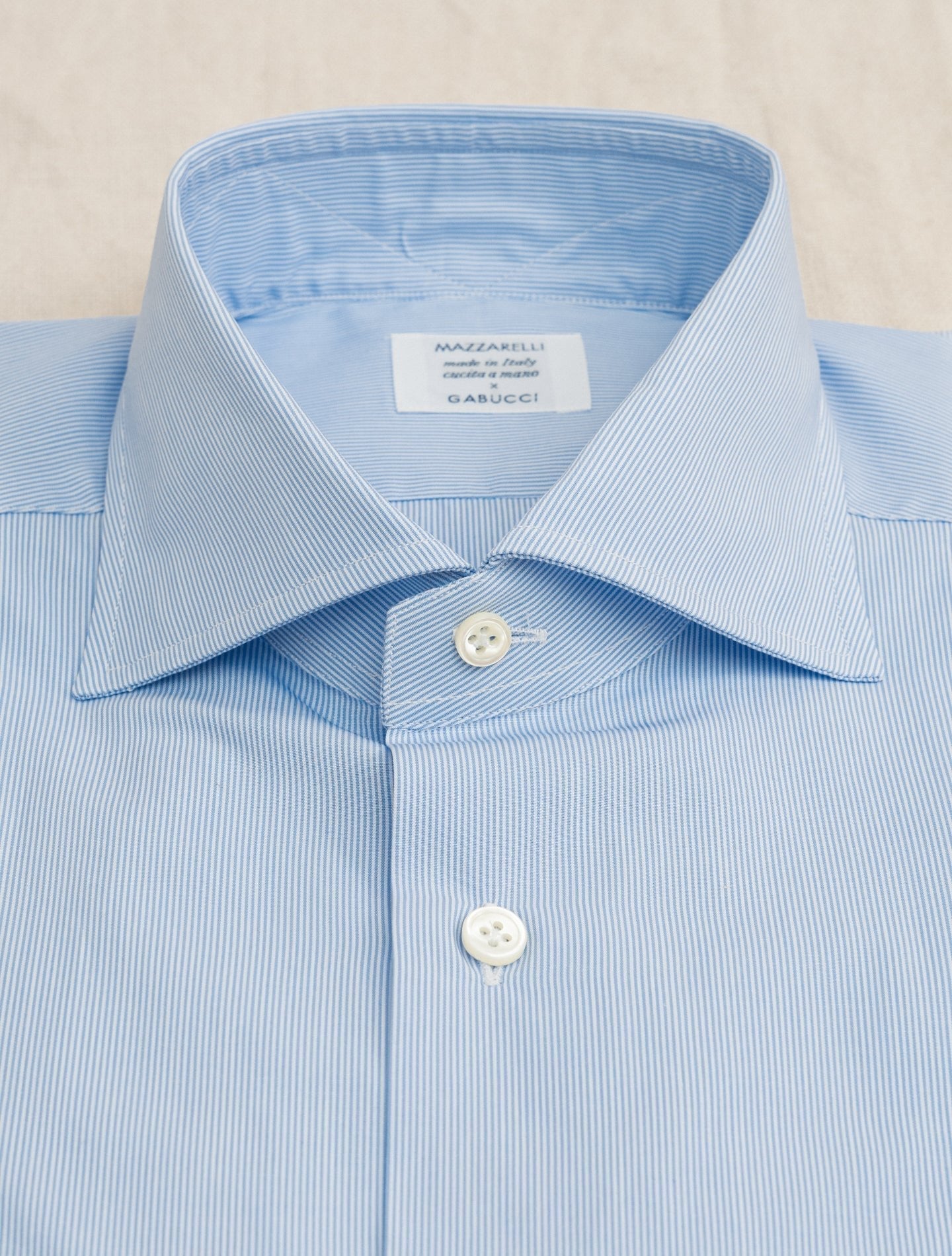 Cut Away Thin Striped Shirt Light Blue | Gabucci