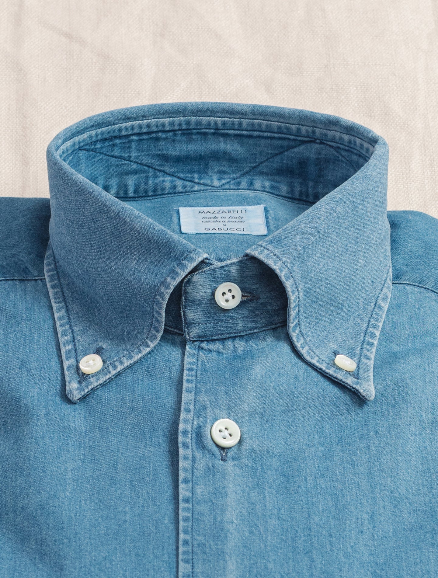 Denim Button Down Shirt Blue Mazzarelli Shirts 38