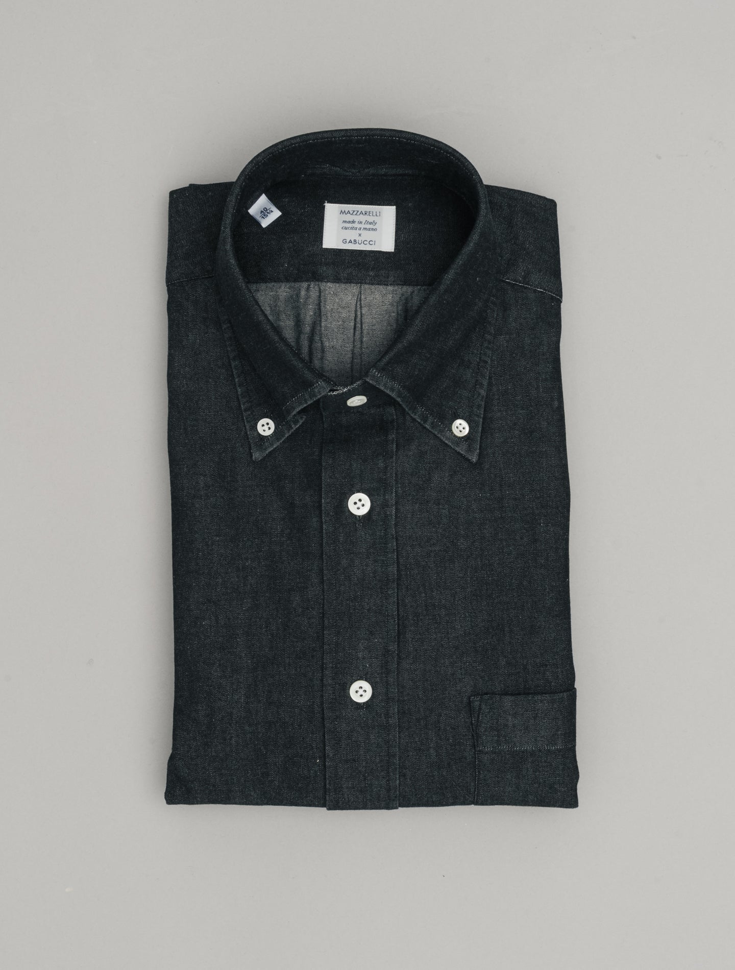 Denim IVY Fit Shirt Black Mazzarelli Shirts 38