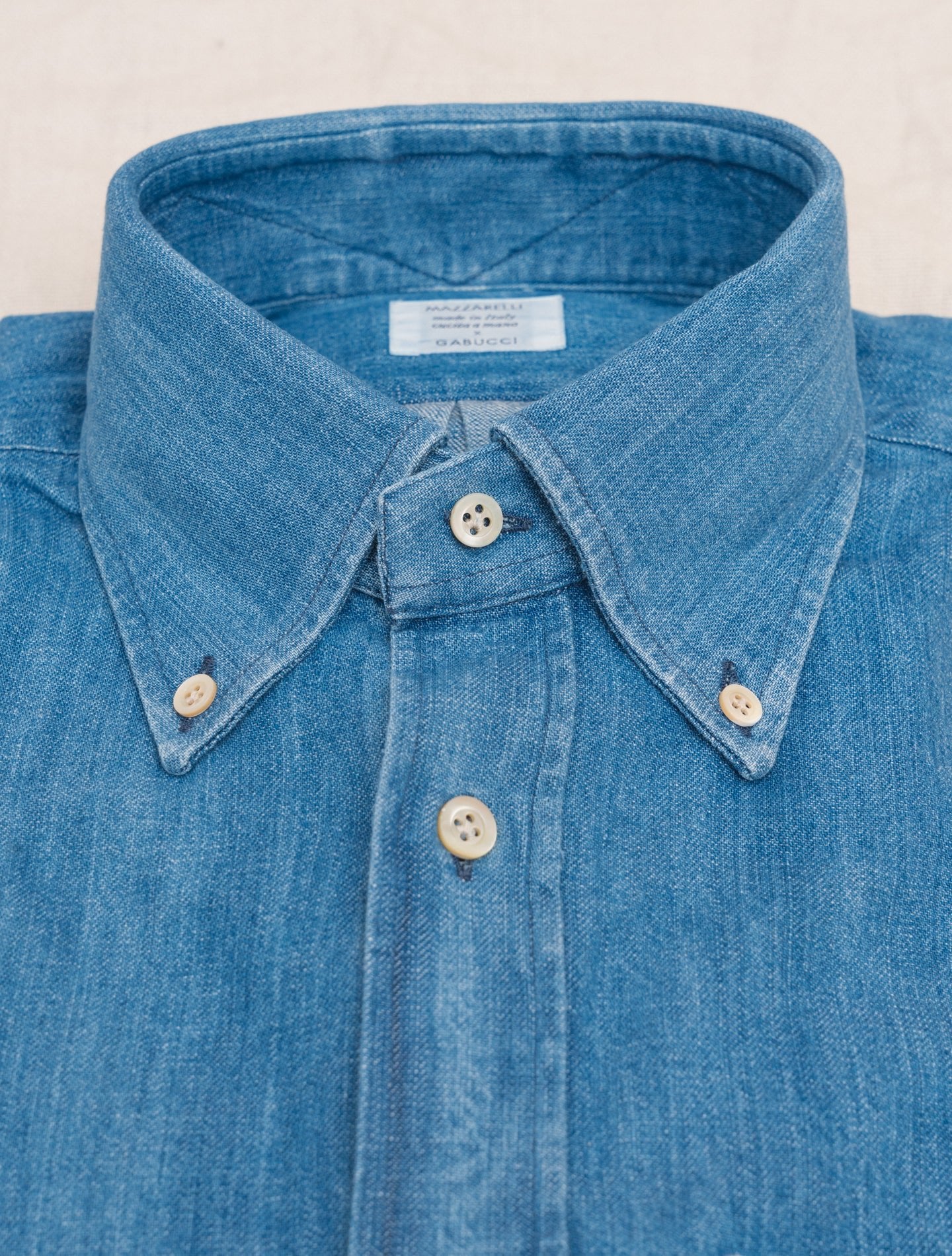 Denim IVY Fit Shirt Blue Mazzarelli Shirts 38