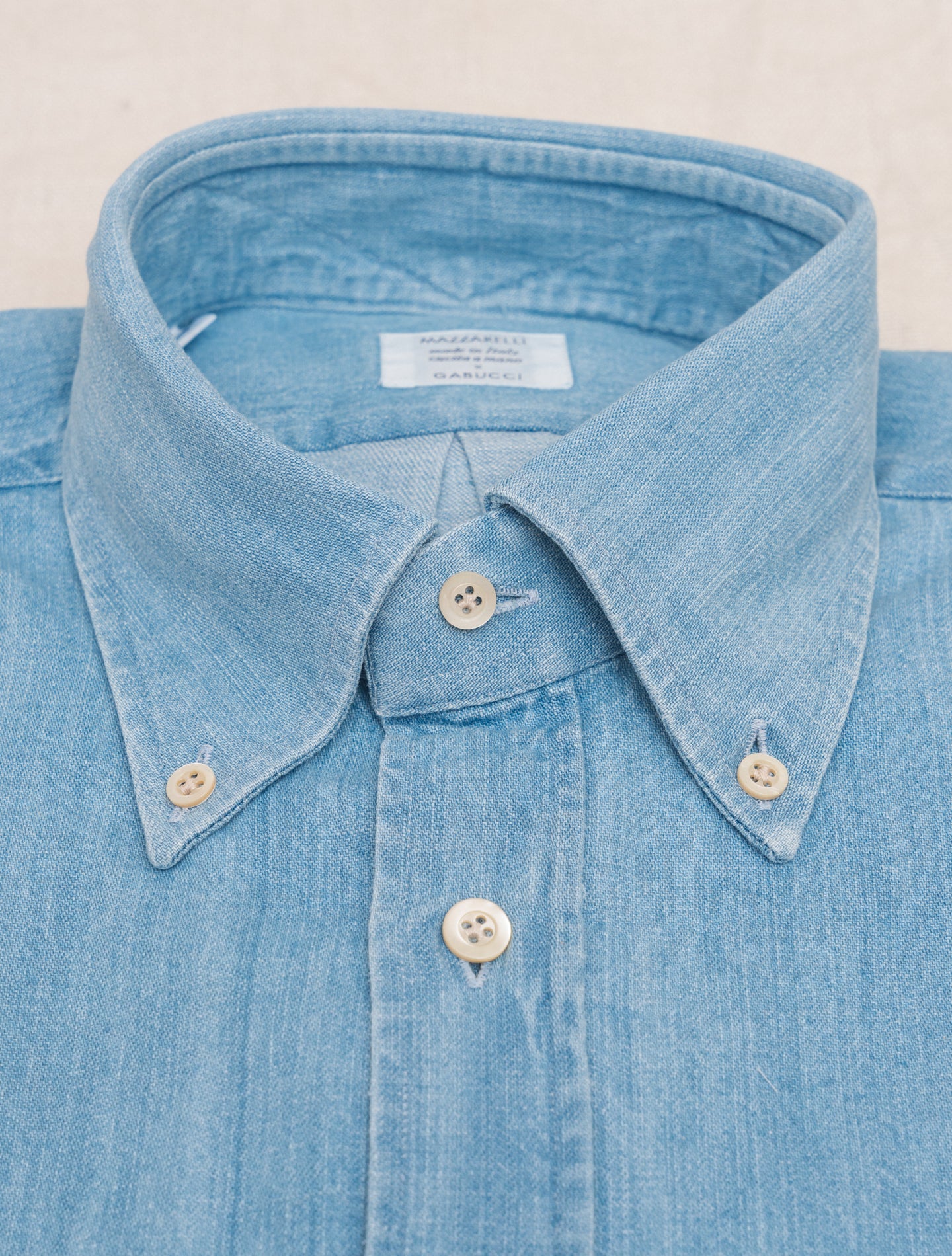 Denim IVY Fit Shirt Light Blue Mazzarelli Shirts 38