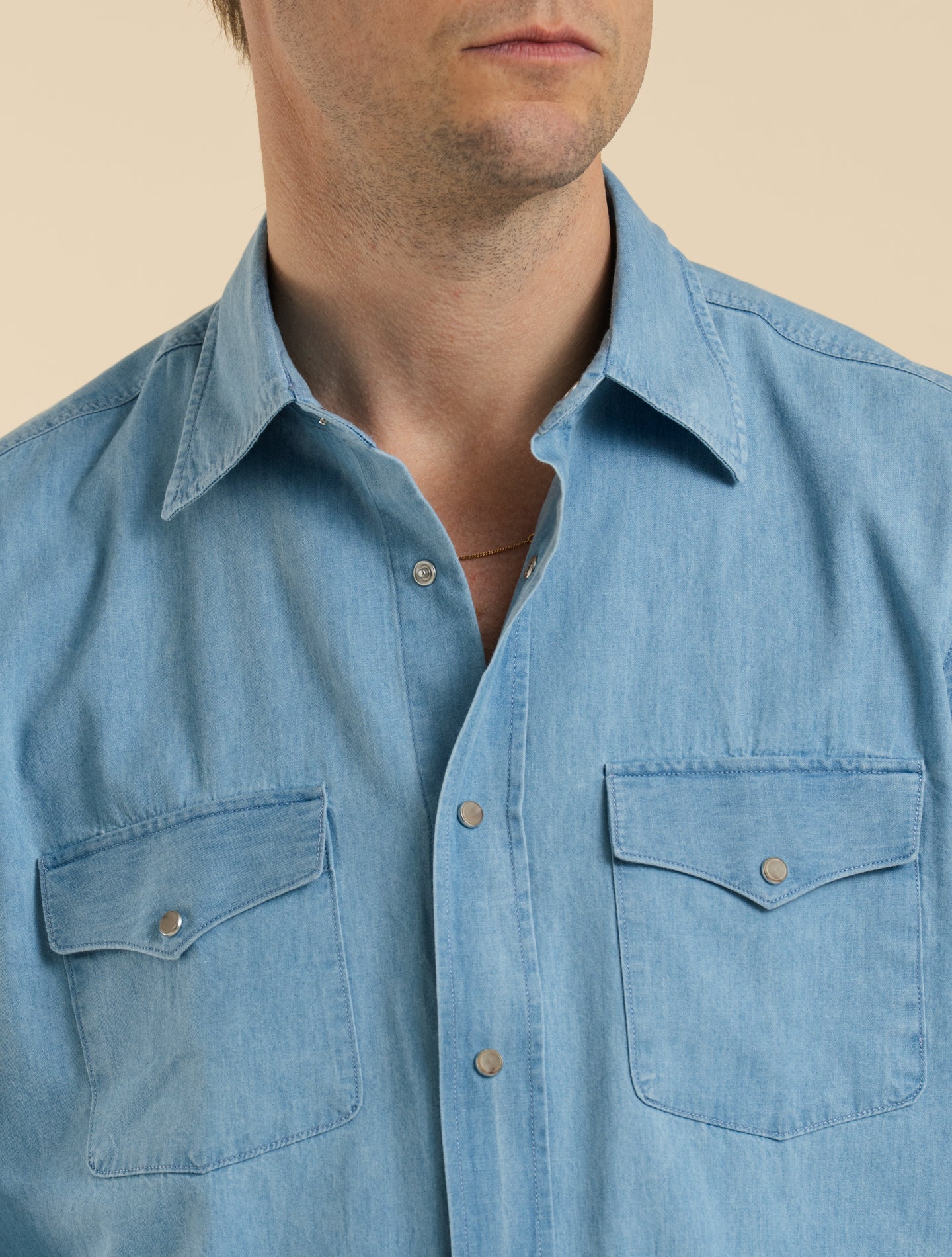 Denim Snap Button Shirt Blue