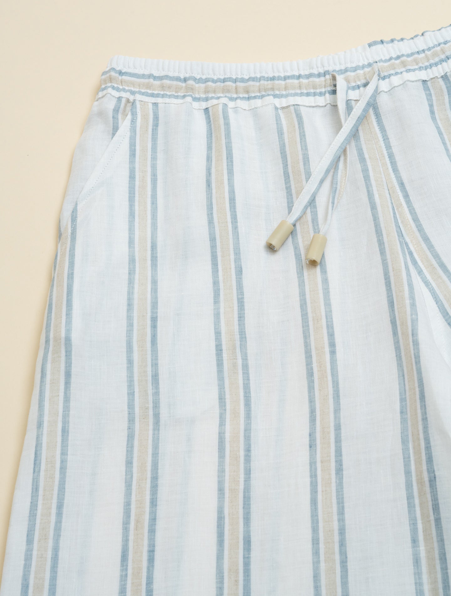 Diana Miami Linen Striped Wide - Leg Trousers Blue Fedeli Trousers IT 40