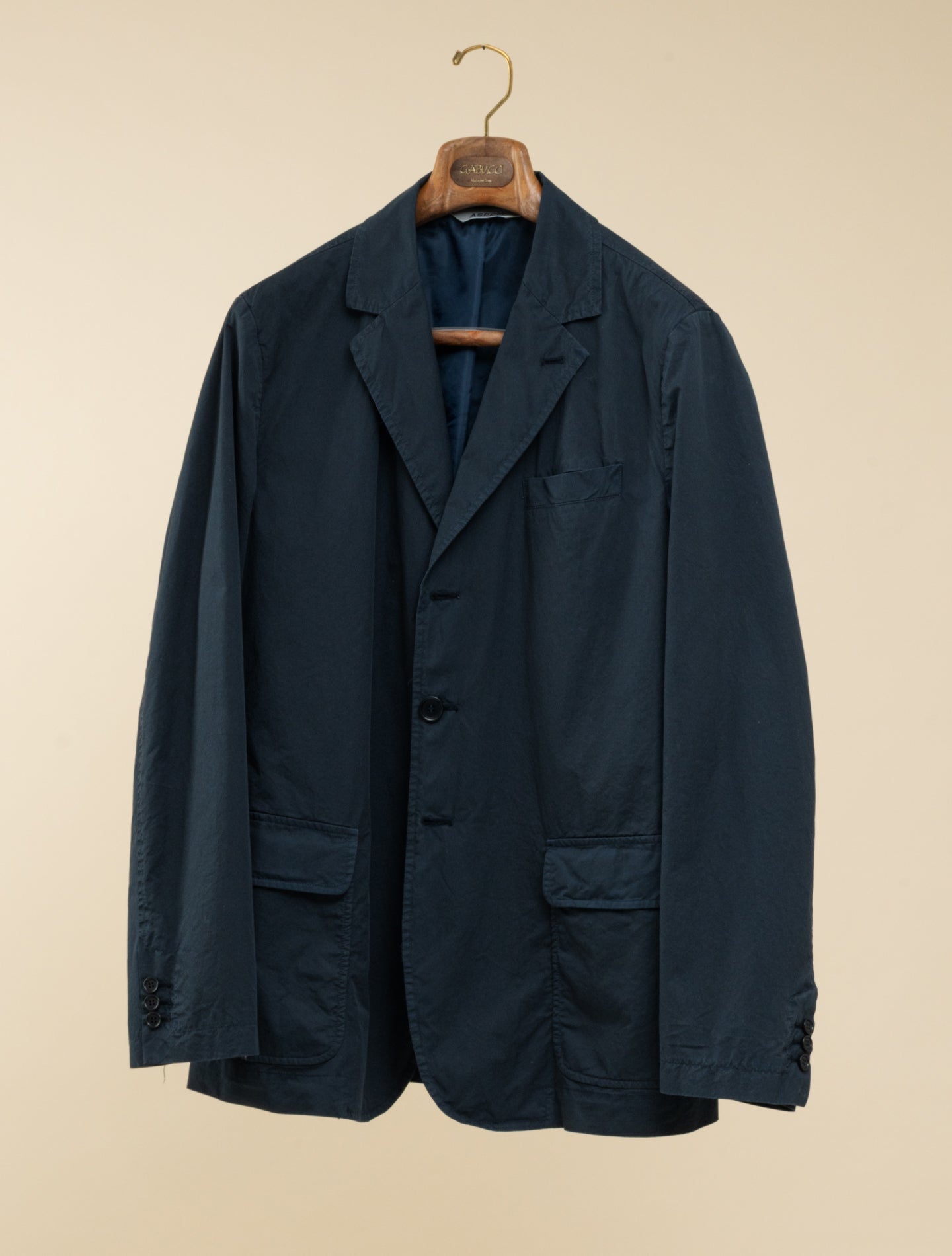 Garment-Dyed Cotton Jacket Navy | Refined Tailoring | Gabucci